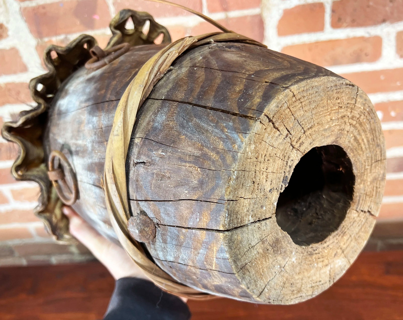 Antique 19th C. Chinese Cantonese Percussion Opera Drum - 8
