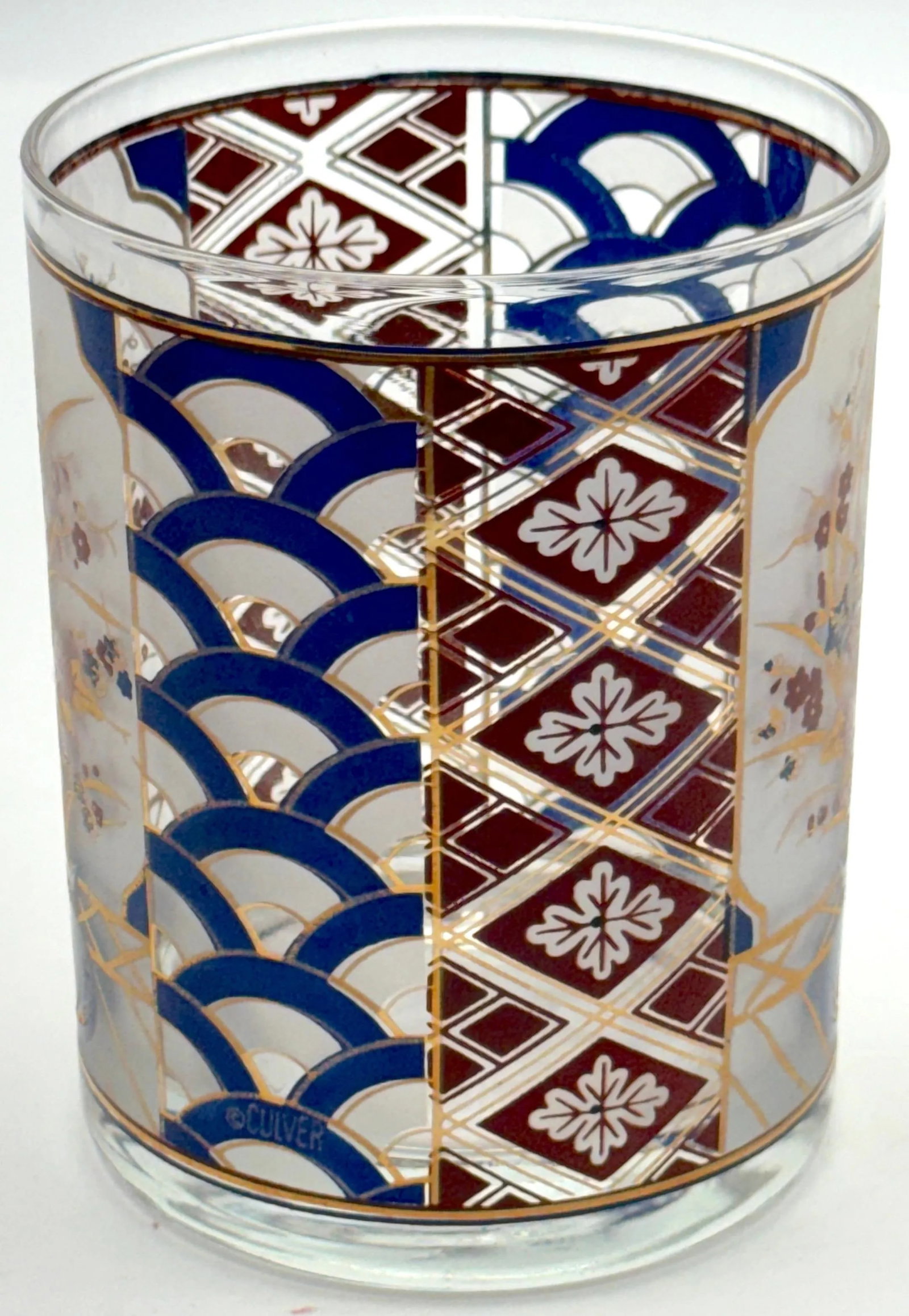 Chinoiserie' Pattern Rocks Glasses/ Tumblers by Culver - Set of 11 - 3