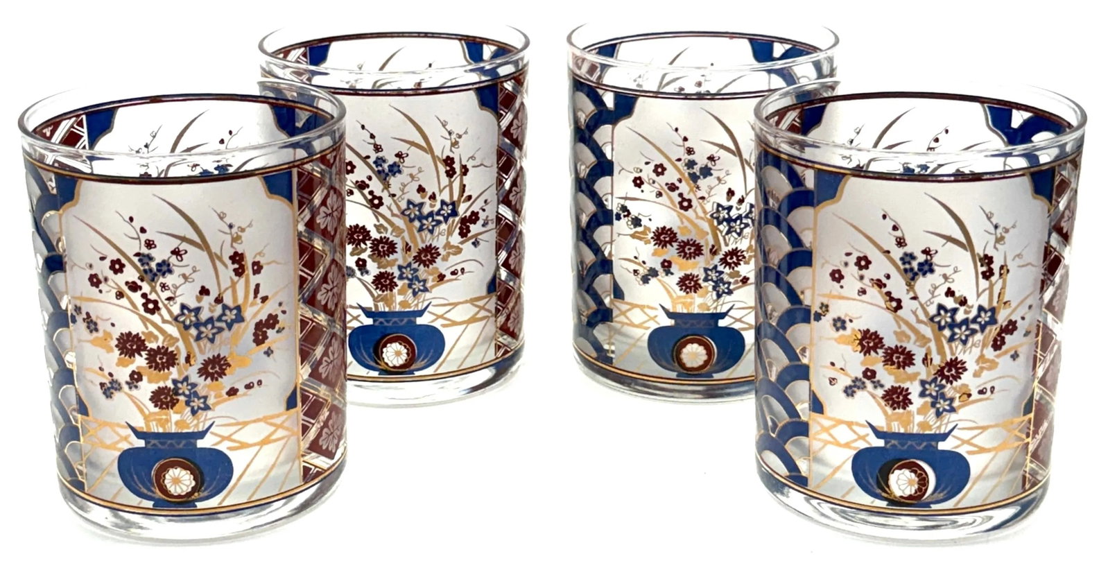 Chinoiserie' Pattern Rocks Glasses/ Tumblers by Culver - Set of 11 - 7