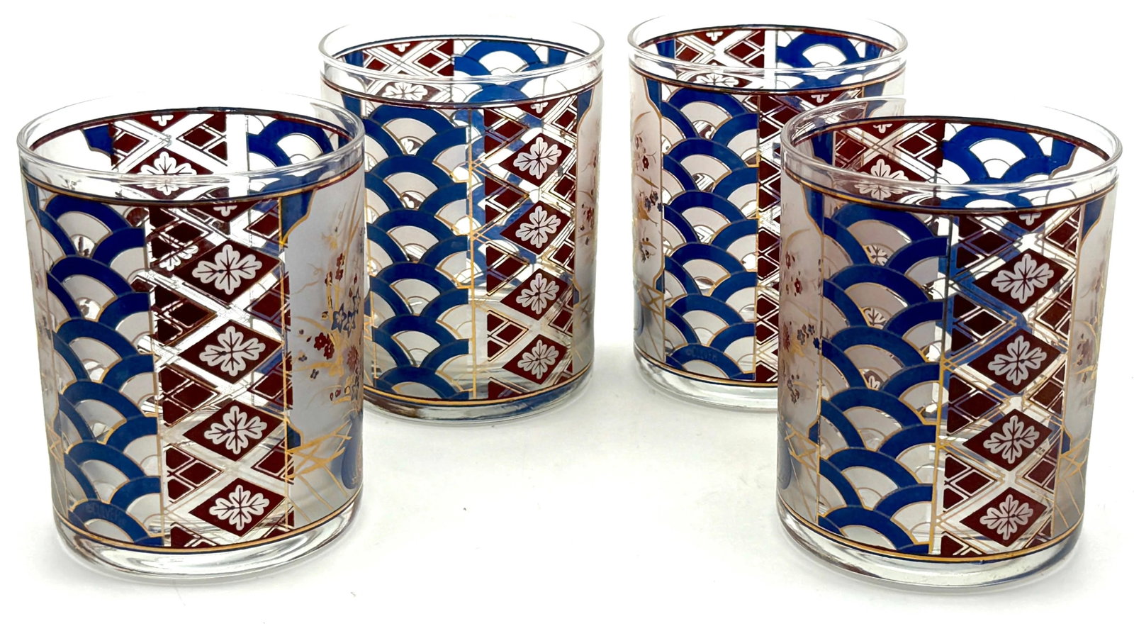 Chinoiserie' Pattern Rocks Glasses/ Tumblers by Culver - Set of 11 - 8