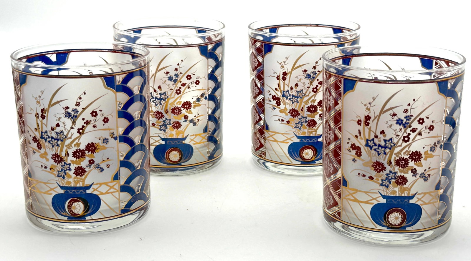 Chinoiserie' Pattern Rocks Glasses/ Tumblers by Culver - Set of 11 - 9