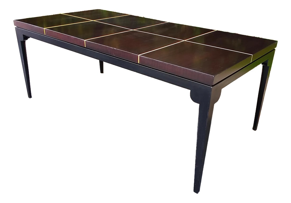 Restored Tommi Parzinger for Charak Modern Attributed Mahogany and Black Lacquered Dining Table (1 of 10)