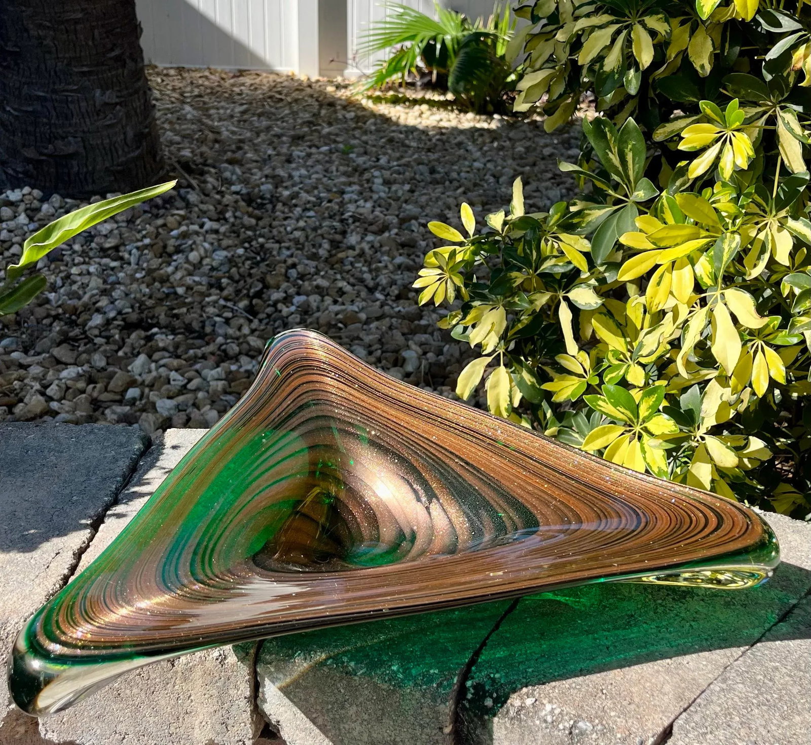 Large Mid Century Murano Attributed-Emerald Green Art Glass Platter - 2