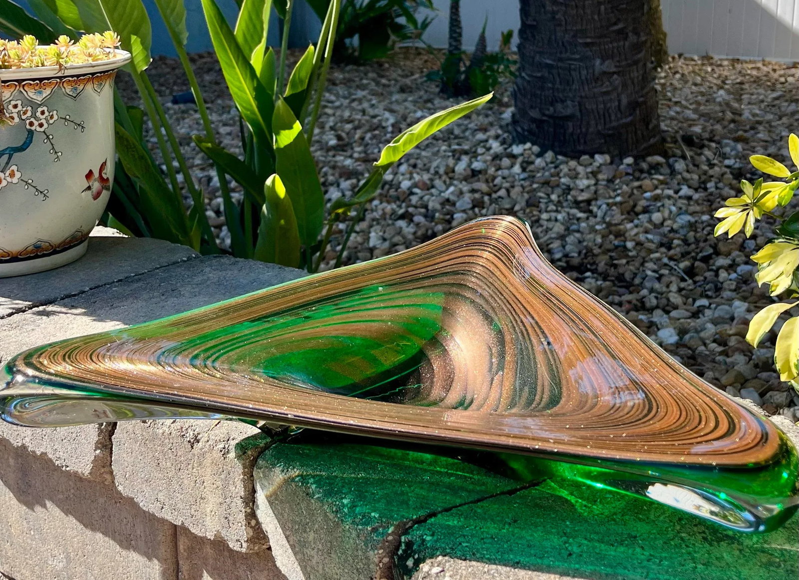 Large Mid Century Murano Attributed-Emerald Green Art Glass Platter - 3