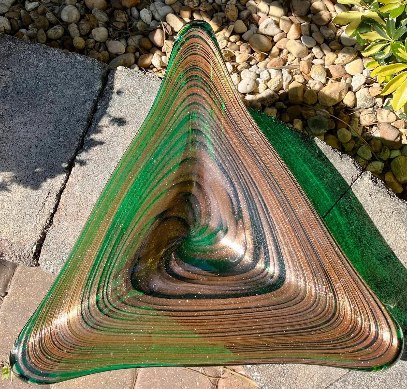 Large Mid Century Murano Attributed-Emerald Green Art Glass Platter - 4