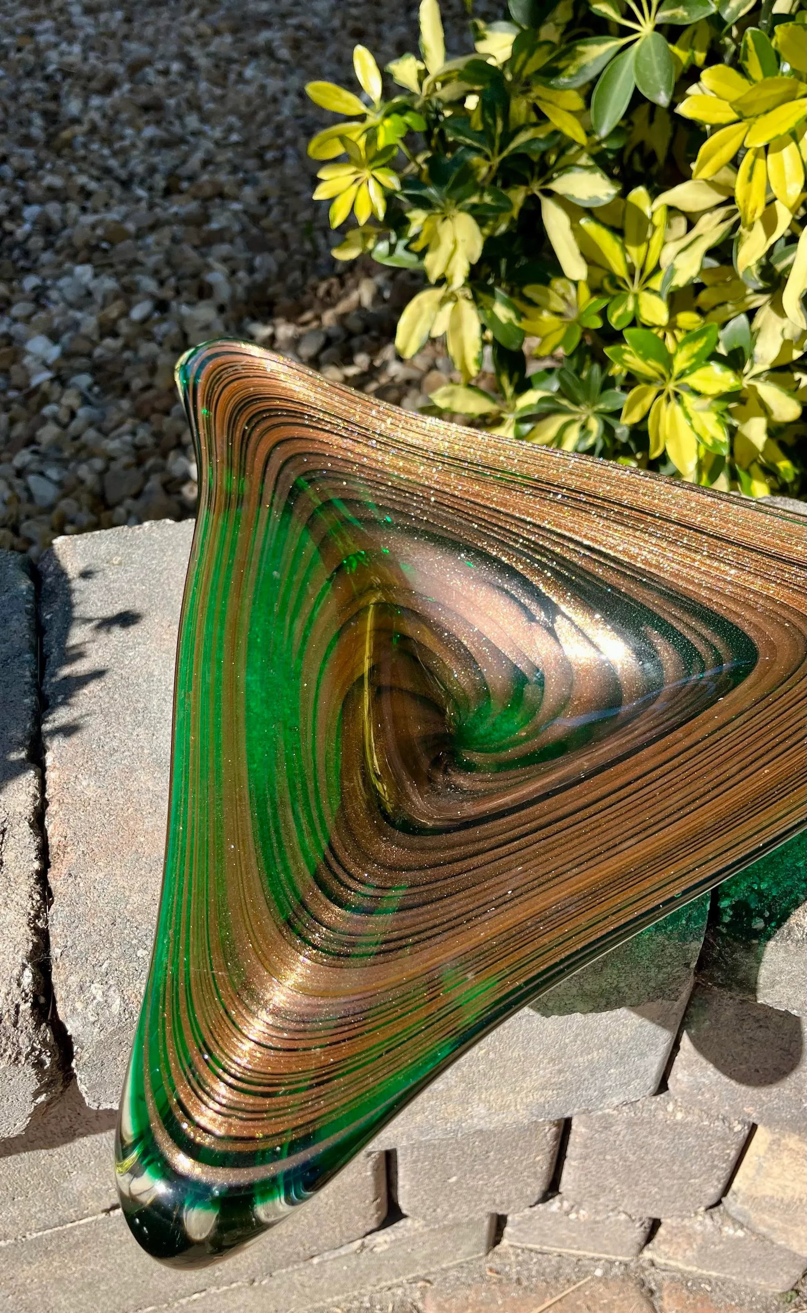 Large Mid Century Murano Attributed-Emerald Green Art Glass Platter - 5