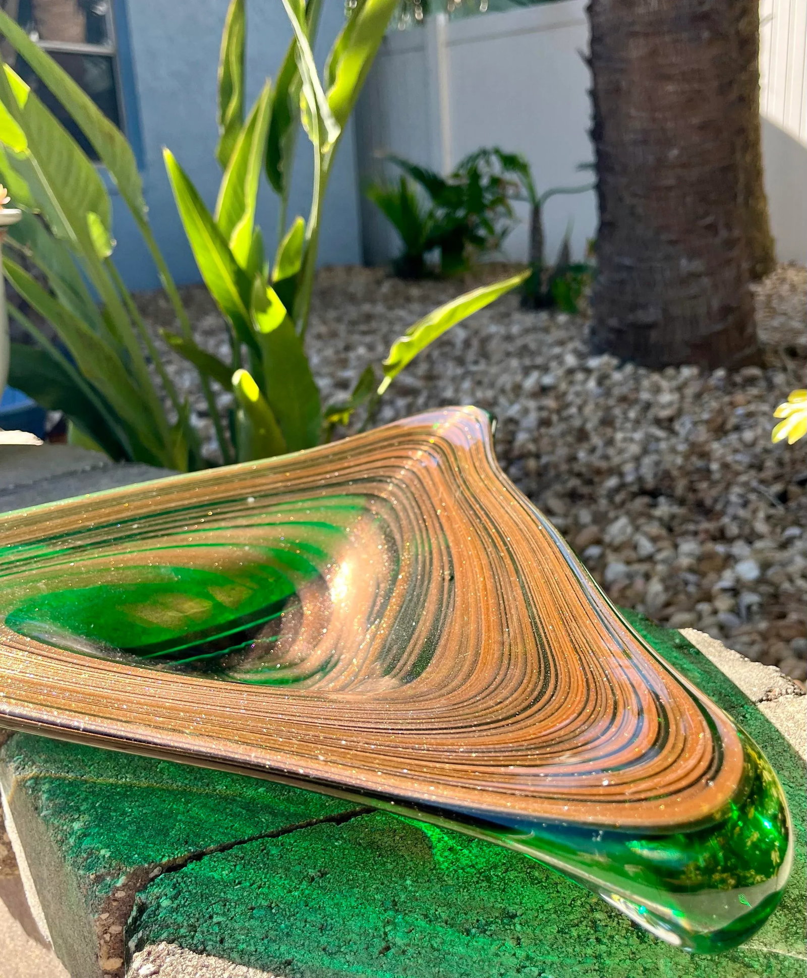 Large Mid Century Murano Attributed-Emerald Green Art Glass Platter - 6