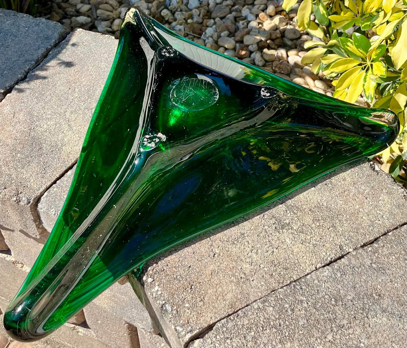 Large Mid Century Murano Attributed-Emerald Green Art Glass Platter - 8