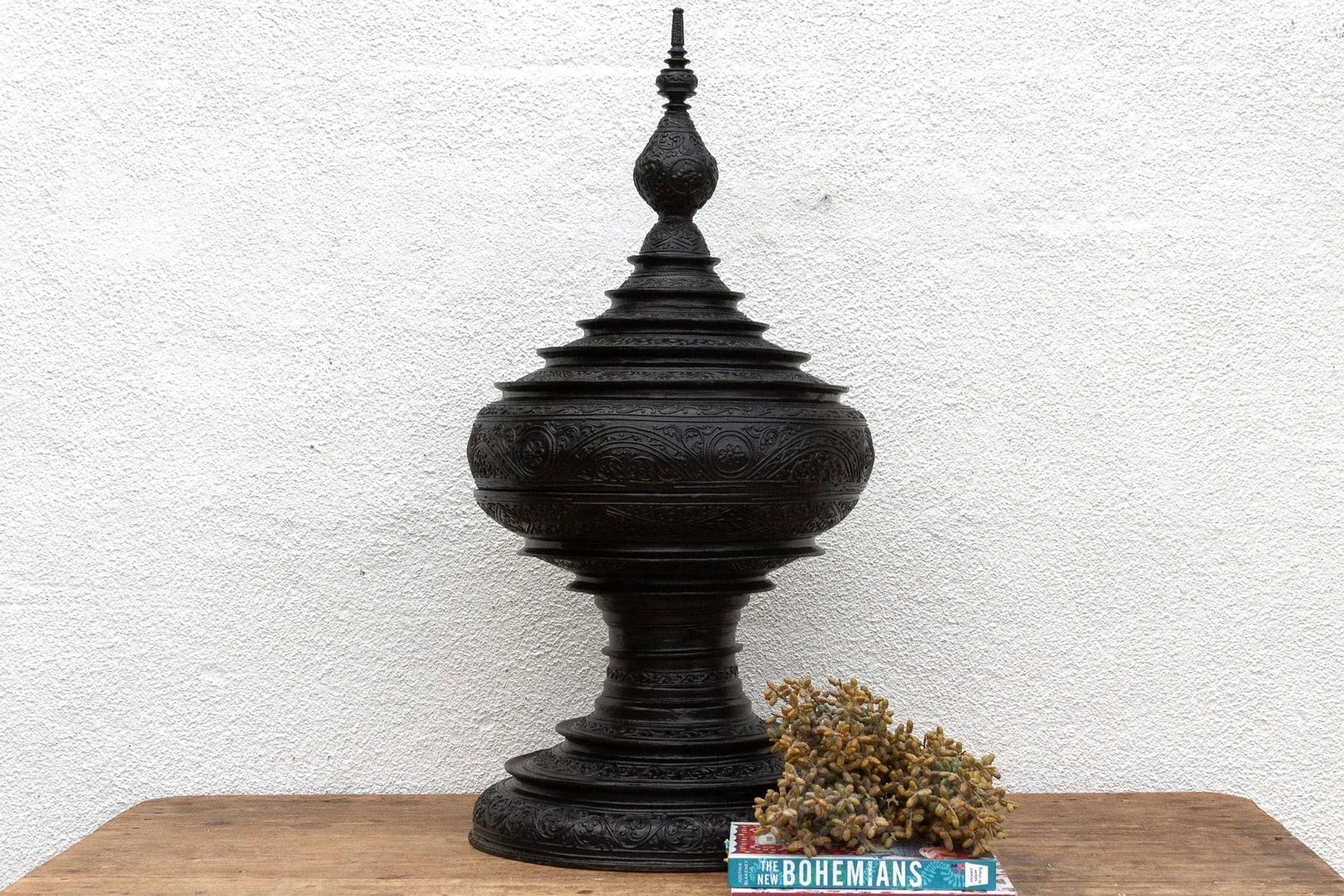 Carved Ebonized Burmese Ceremonial Vessel - 2