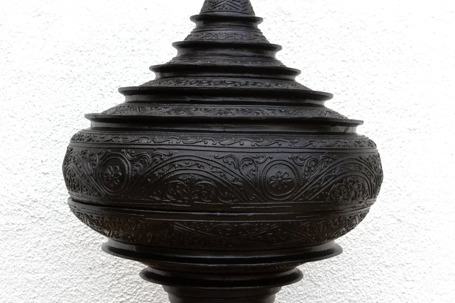 Carved Ebonized Burmese Ceremonial Vessel - 3