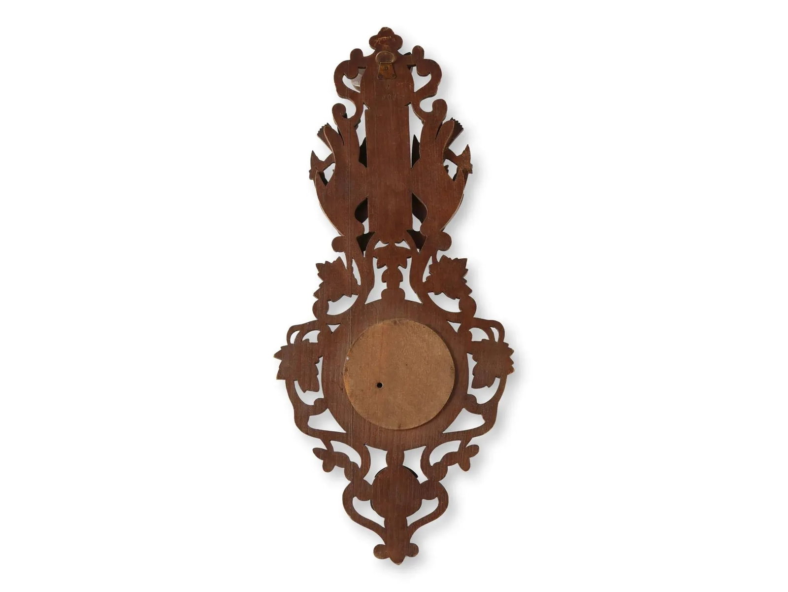Hand Carved Black Forest Barometer W/Fox & Birds - 4