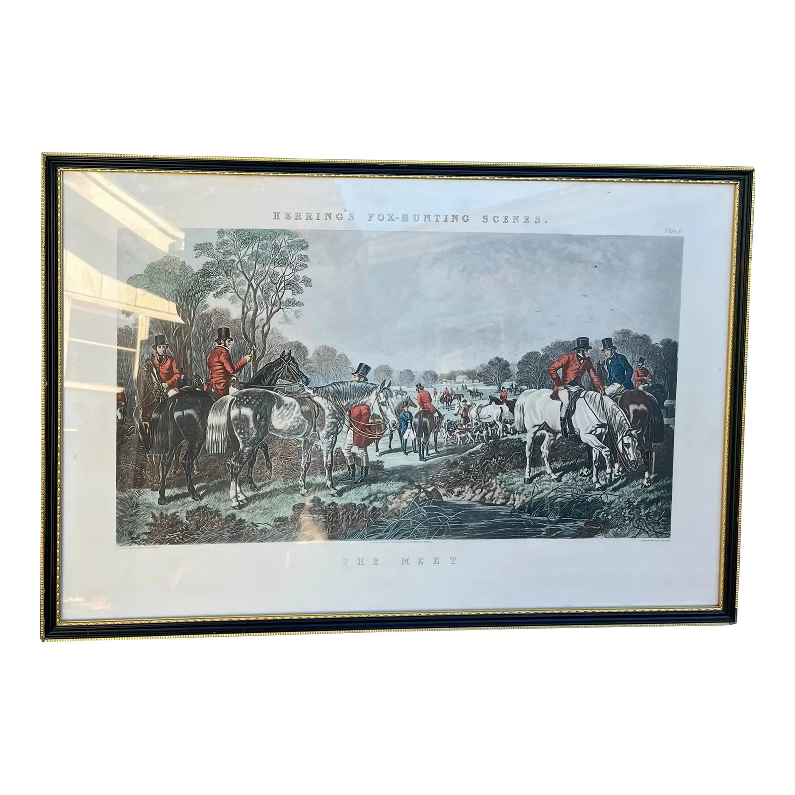 Framed English Lithograph of a Hunting Scene (1 of 11)