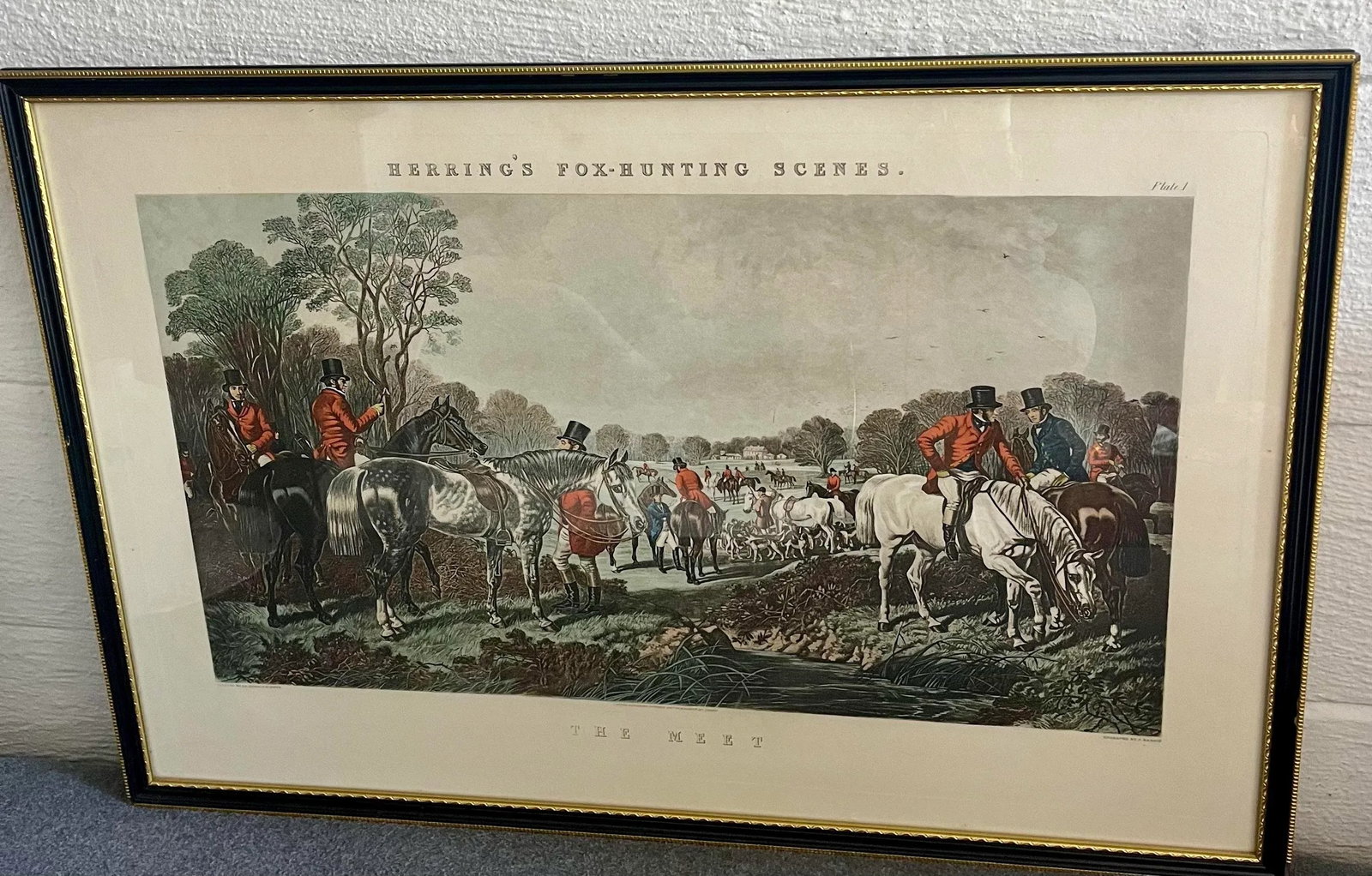 Framed English Lithograph of a Hunting Scene - 3