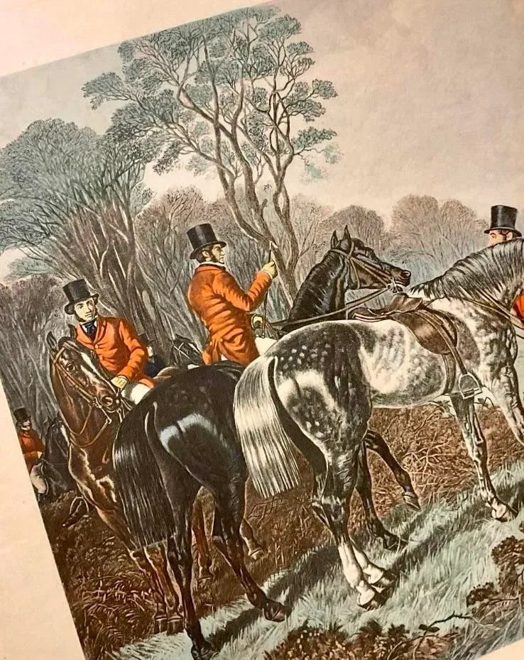 Framed English Lithograph of a Hunting Scene - 4