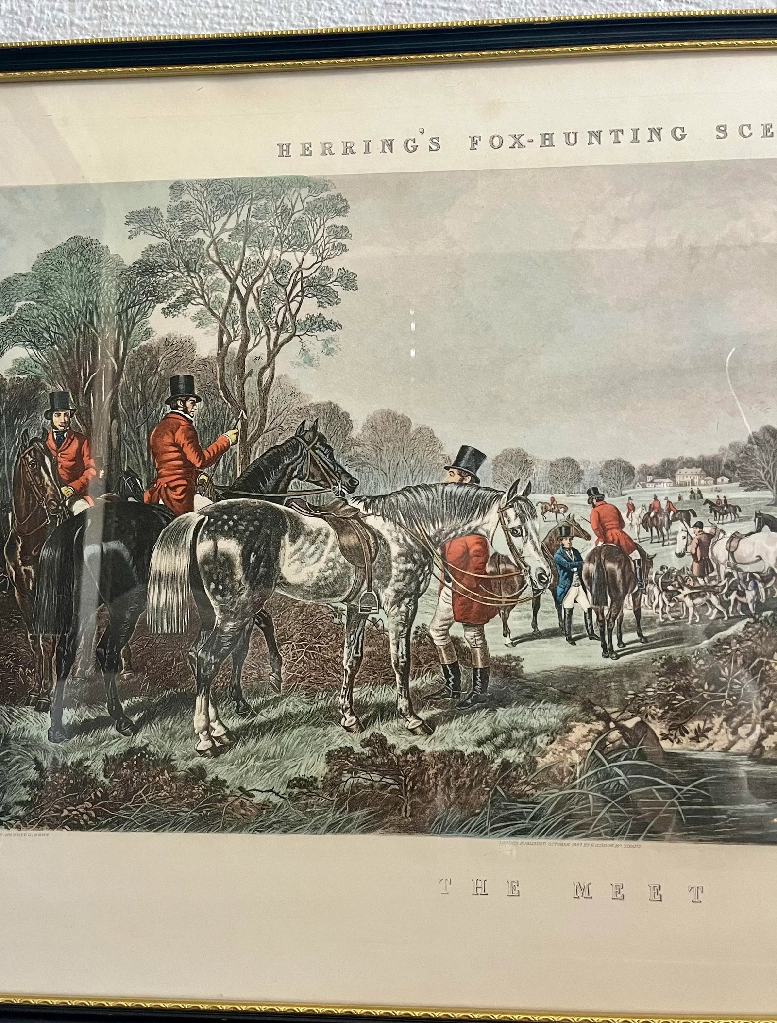 Framed English Lithograph of a Hunting Scene - 6