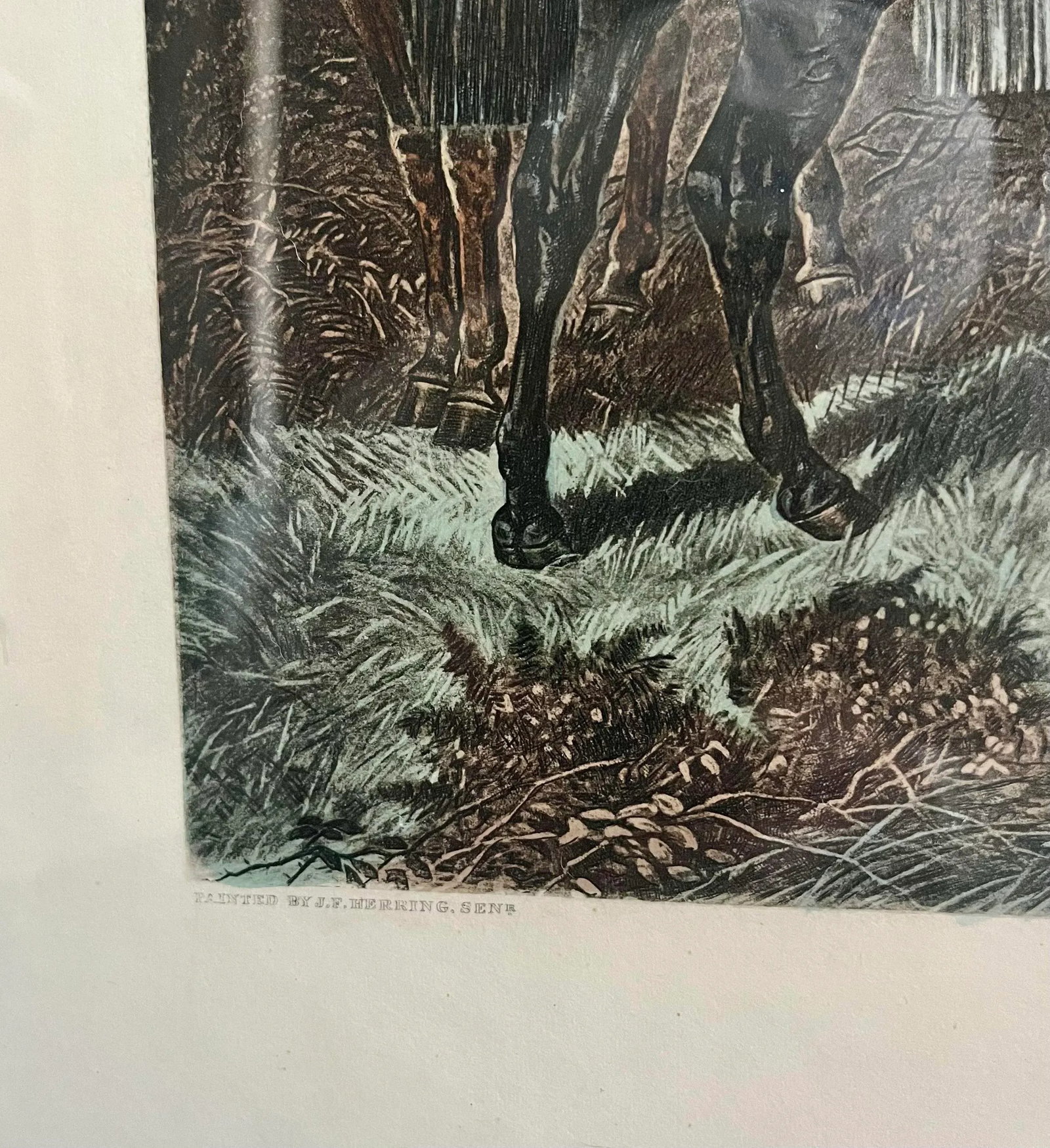 Framed English Lithograph of a Hunting Scene - 8