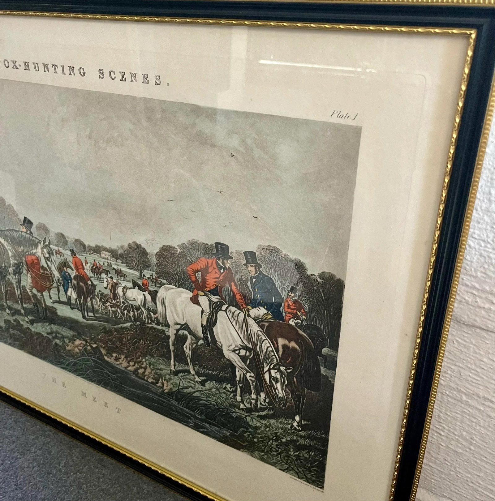 Framed English Lithograph of a Hunting Scene - 9