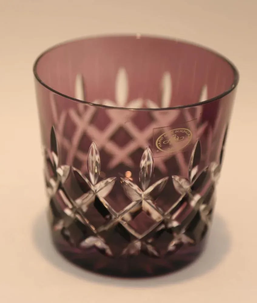 Crystal Colored Barware Rocks Glasses and Ice Bucket Ajka Arabella 1960 - 11