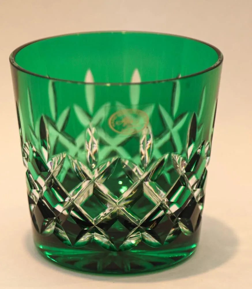 Crystal Colored Barware Rocks Glasses and Ice Bucket Ajka Arabella 1960 - 9