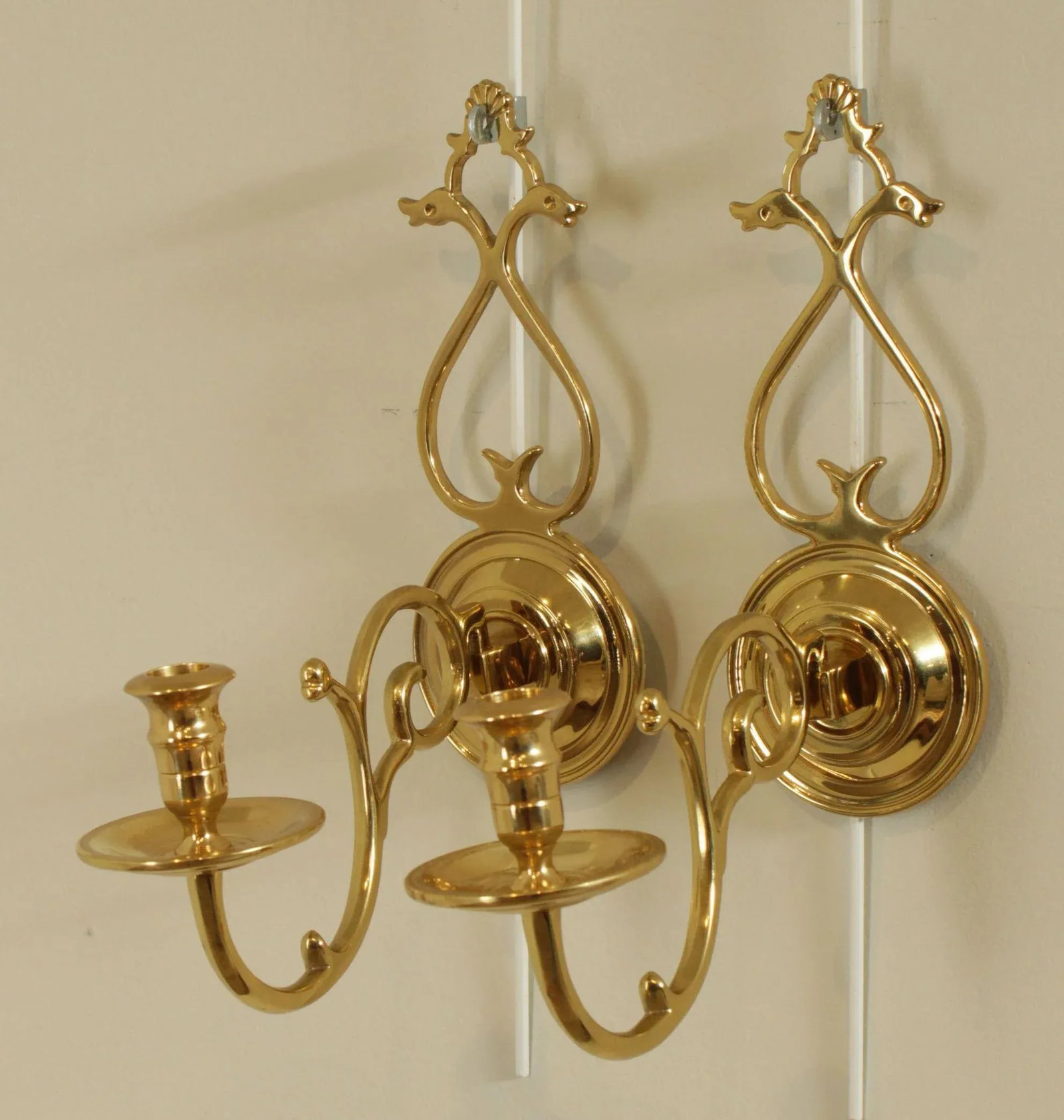 Colonial Williamsburg Restoration Virginia Metal Crafters Brass Candle Wall Sconces - a Pair - 2