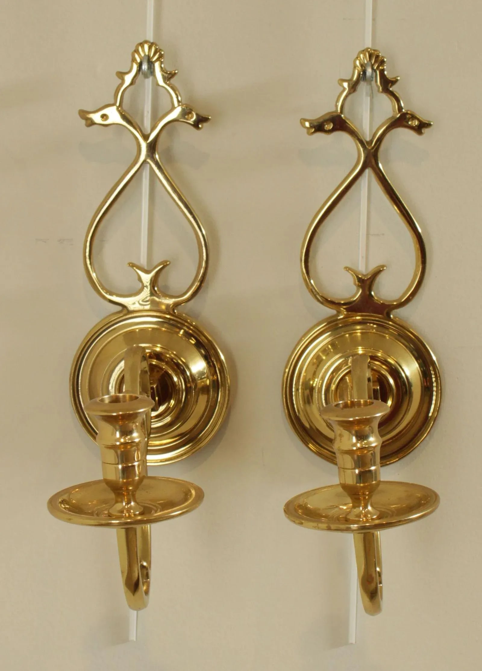 Colonial Williamsburg Restoration Virginia Metal Crafters Brass Candle Wall Sconces - a Pair - 3