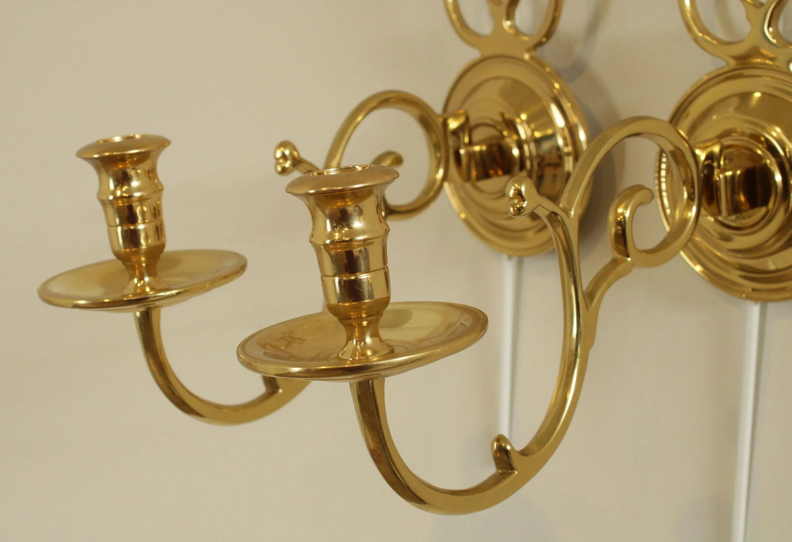 Colonial Williamsburg Restoration Virginia Metal Crafters Brass Candle Wall Sconces - a Pair - 4