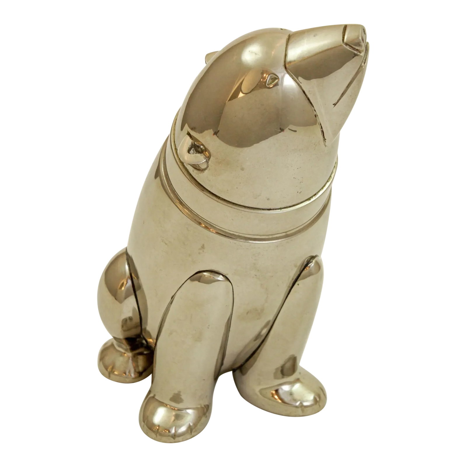 Art Deco Polar Bear Chromed Metal Figural Cocktail Shaker 1980s (1 of 12)