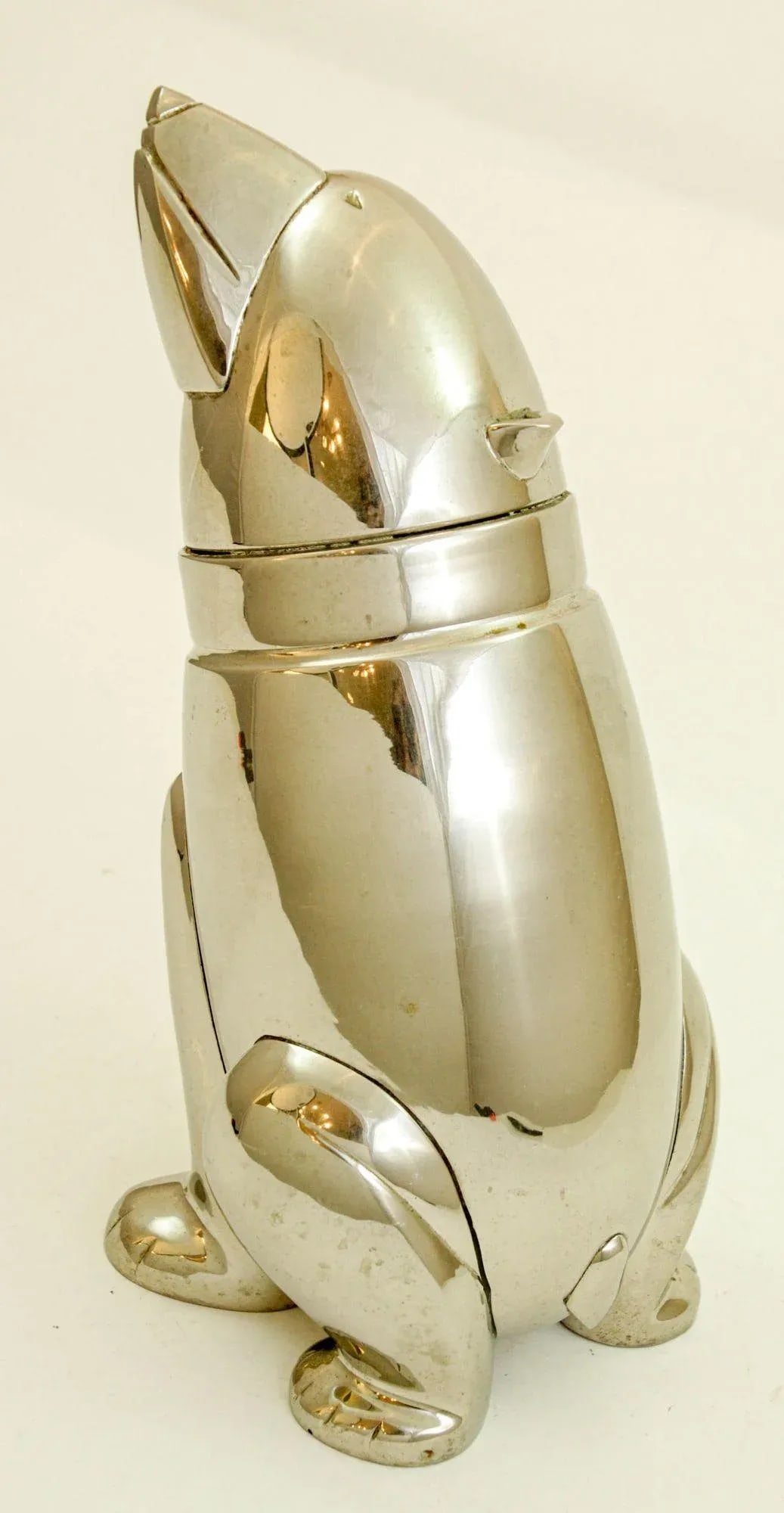 Art Deco Polar Bear Chromed Metal Figural Cocktail Shaker 1980s - 7