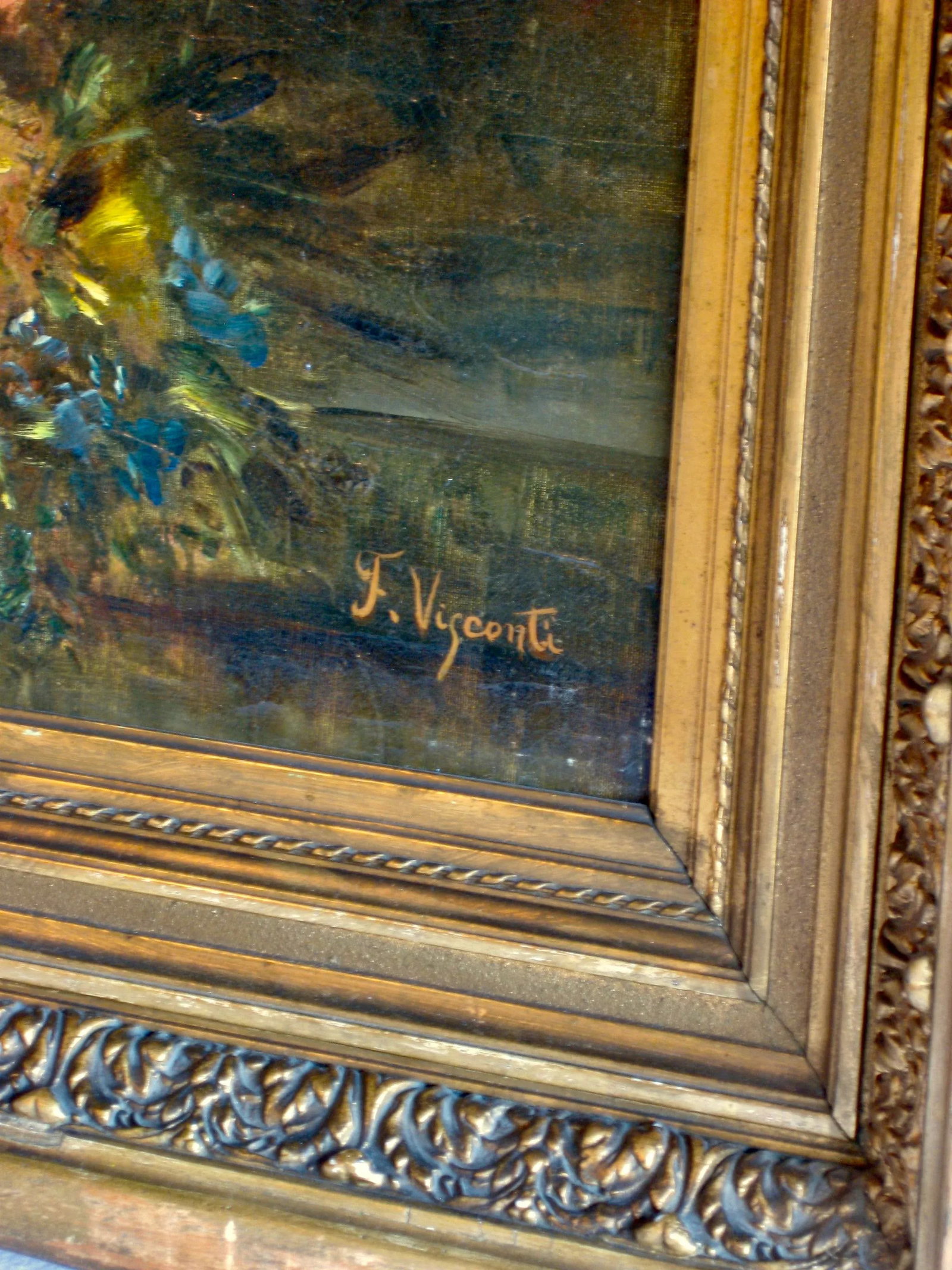 Still Life Oil Painting of Flowers Signed FranÃ§ois Visconti - 10