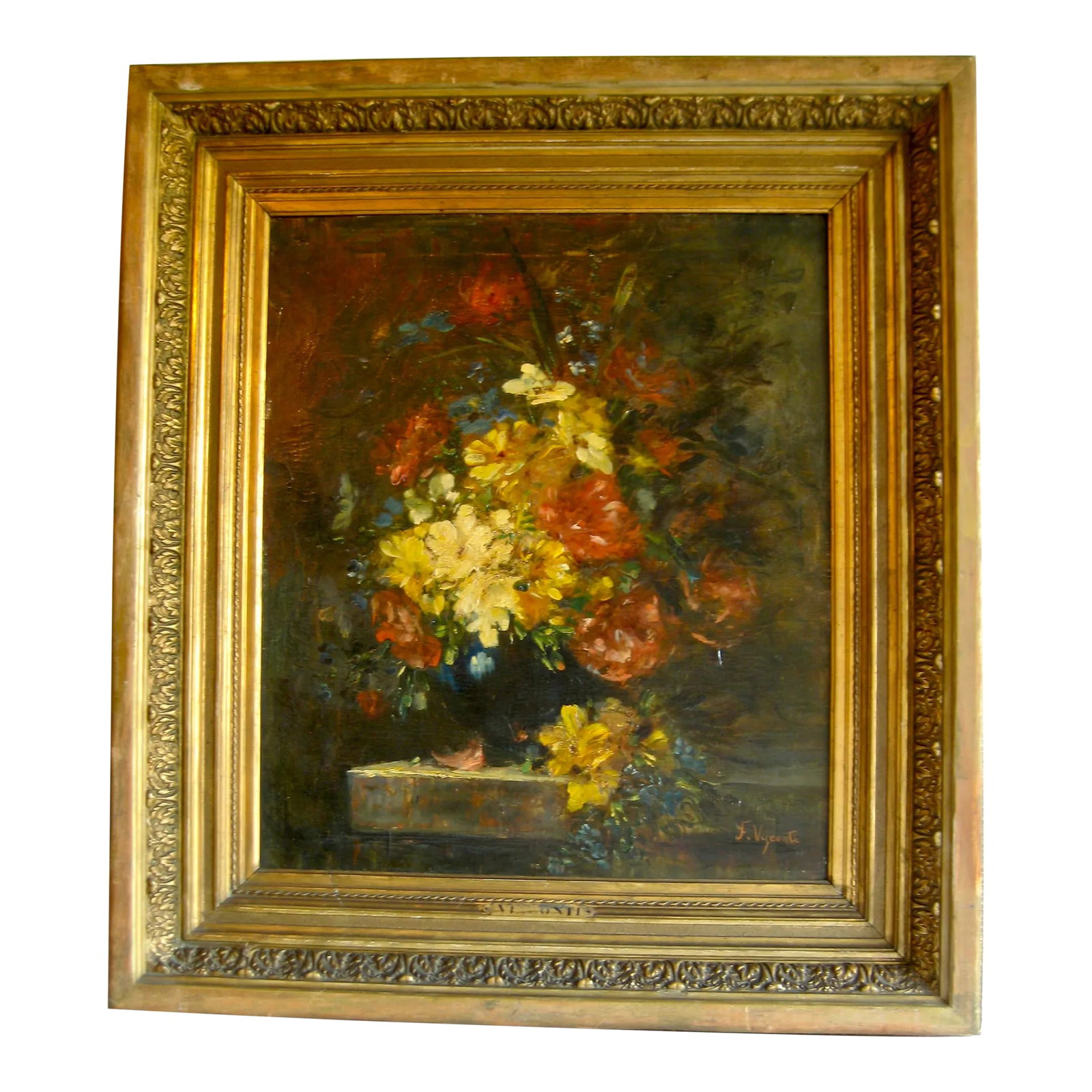 Still Life Oil Painting of Flowers Signed FranÃ§ois Visconti (1 of 12)