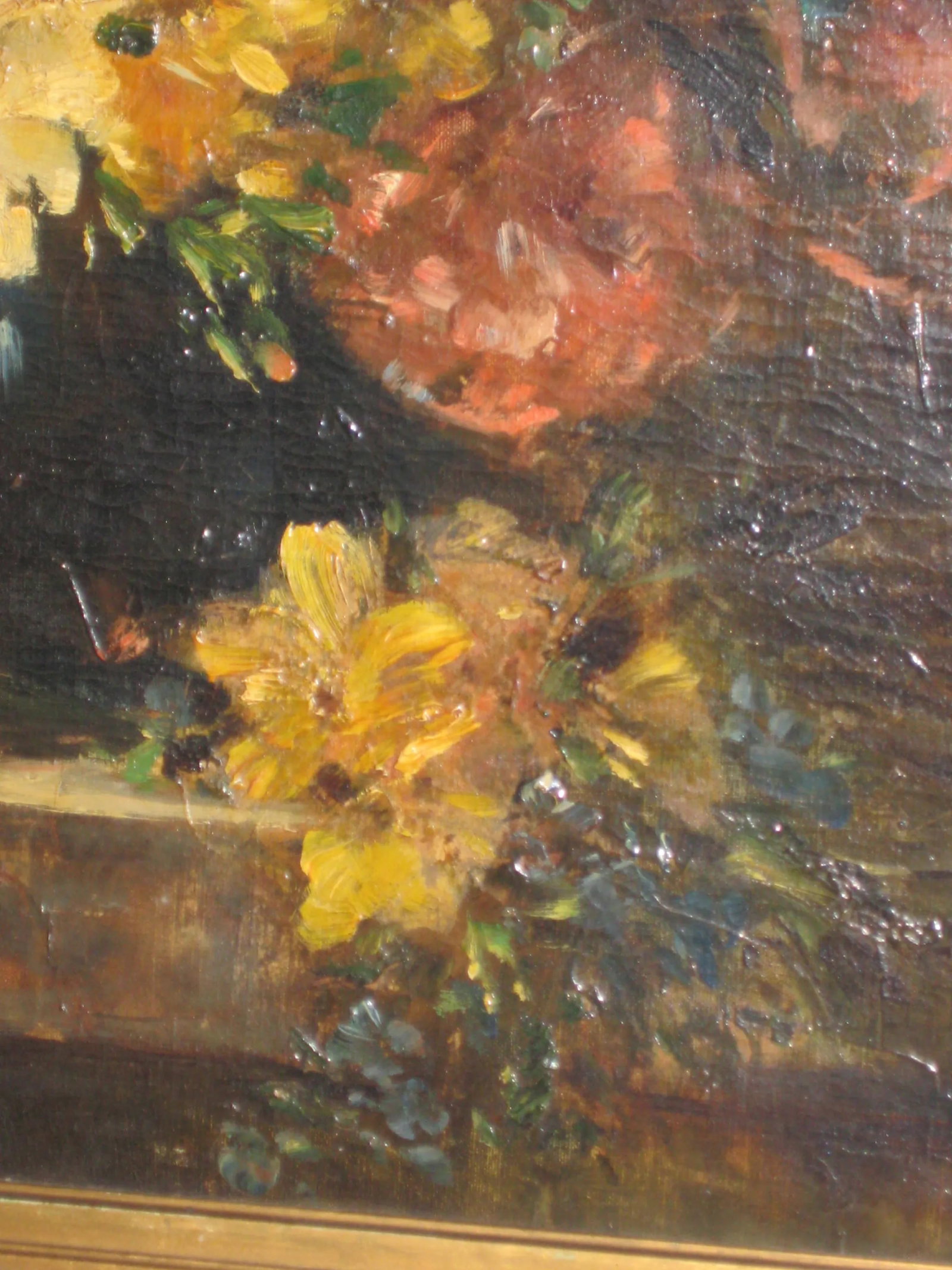 Still Life Oil Painting of Flowers Signed FranÃ§ois Visconti - 4