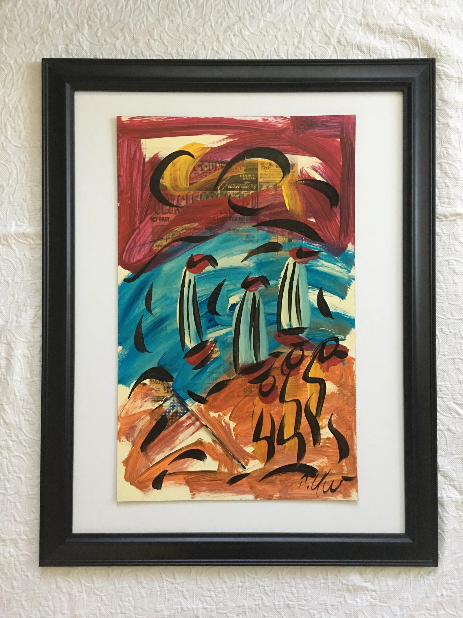 Large Abstract Sailboat Painting, Peter Keil, 1980s - 6