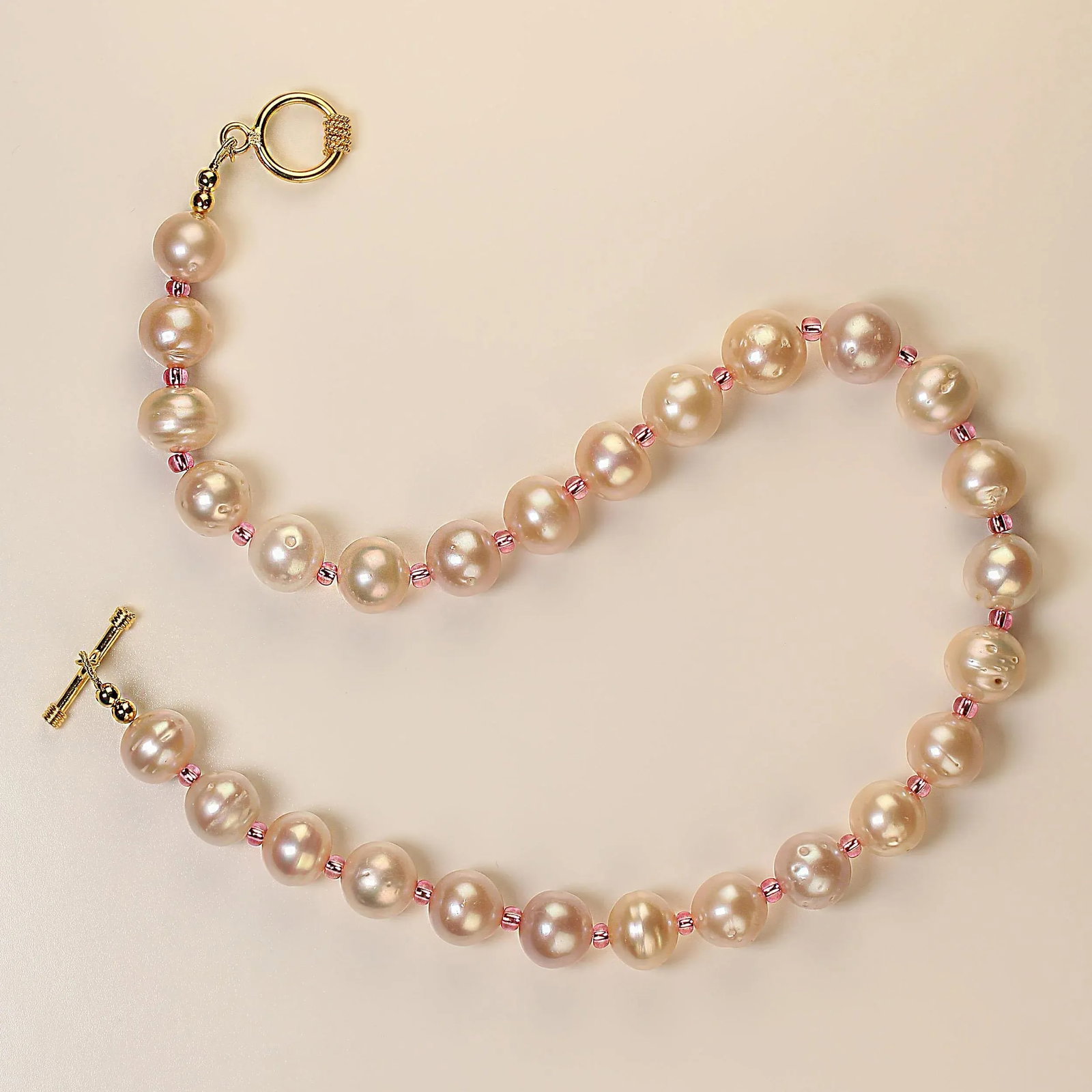Stylish Blush Pearls With Hot Pink Accents - 5