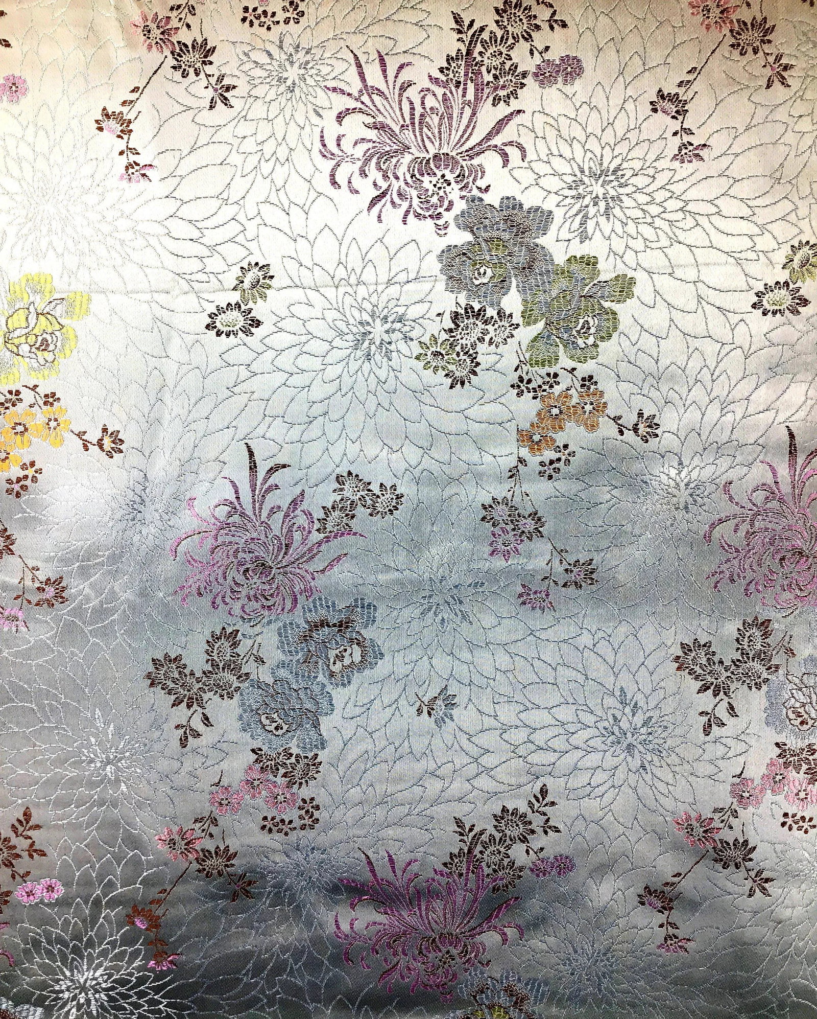 Silk Rayon Double Jacquard Upholstery Fabric: This beauty is one of many textile pieces in our collection of designer fabrics. Purchased in China during the 90's you hardly find anything like this in this day and age. The colors and weaving