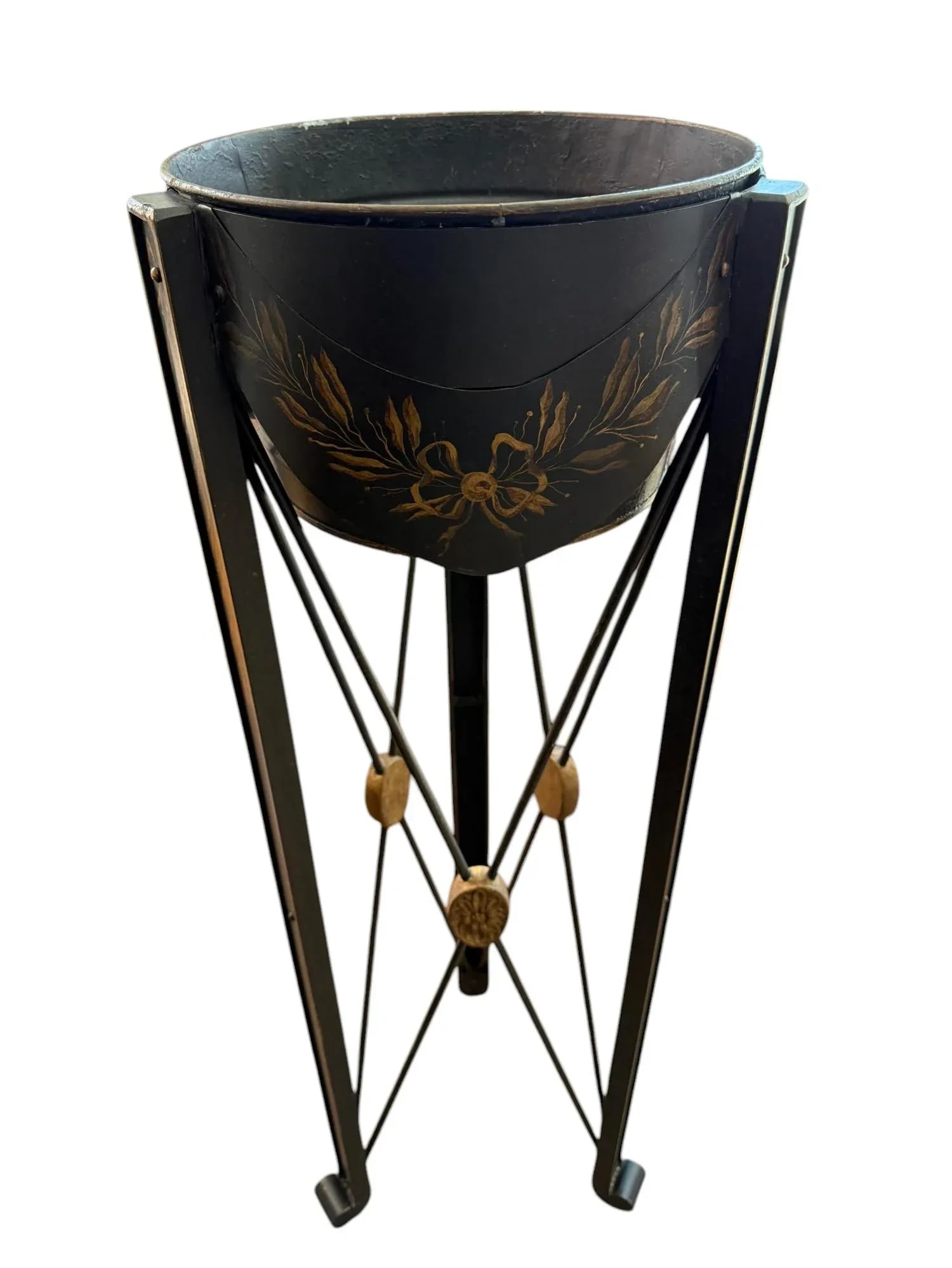 Late 20th Century Niermann Weeks Attributed Tole Jardiniere Plant Stand - 4