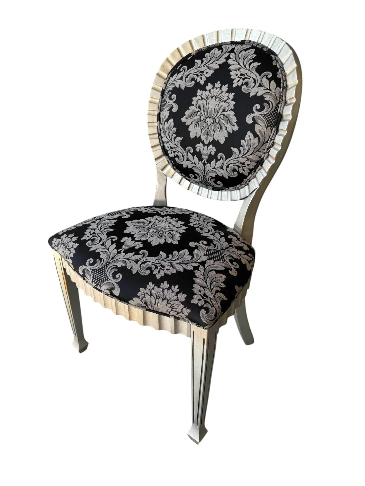 Set of Six Andre Originals Regency Style Silver Painted Wood Dining Chairs - 3