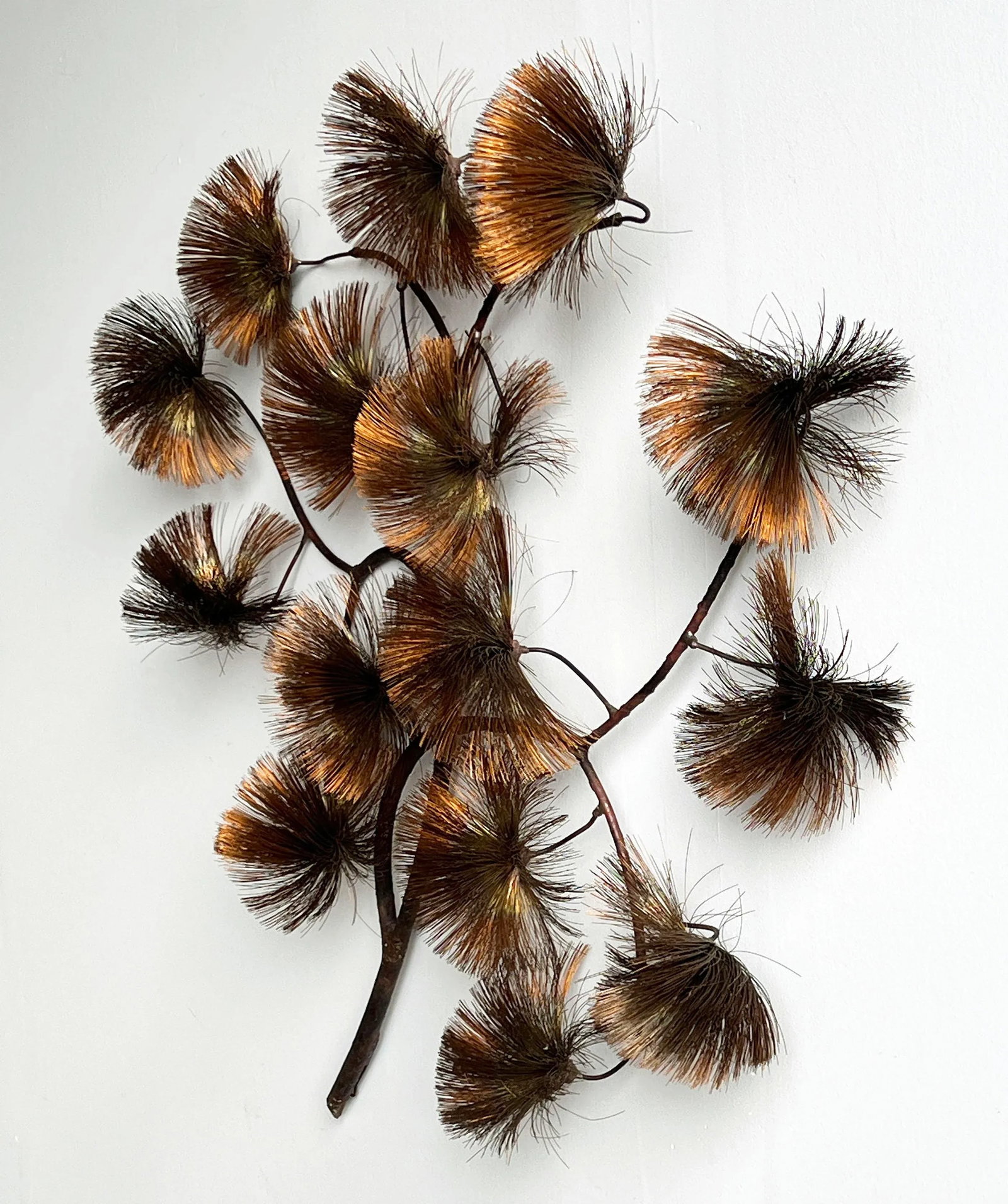 Vintage Brutalist John Steck Copper Pom Pom 'Desert Flowers' Wall Sculpture - 2