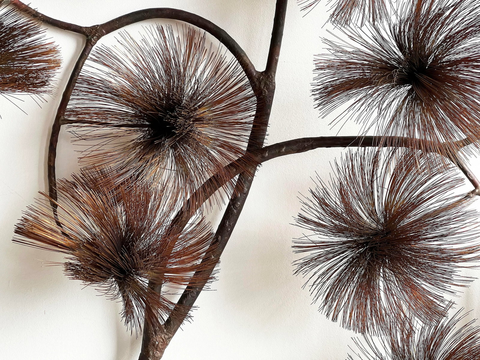 Vintage Brutalist John Steck Copper Pom Pom 'Desert Flowers' Wall Sculpture - 5
