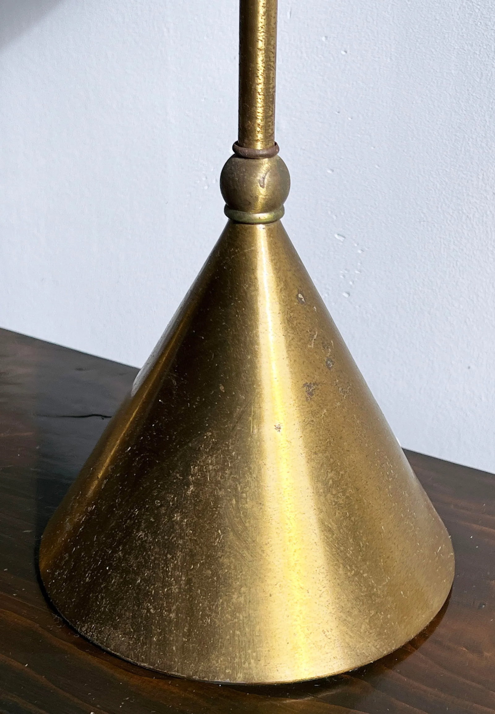 Flute of Chicago Brass Table Lamps With Conical Corrugated Cardboard Shades - a Pair - 3