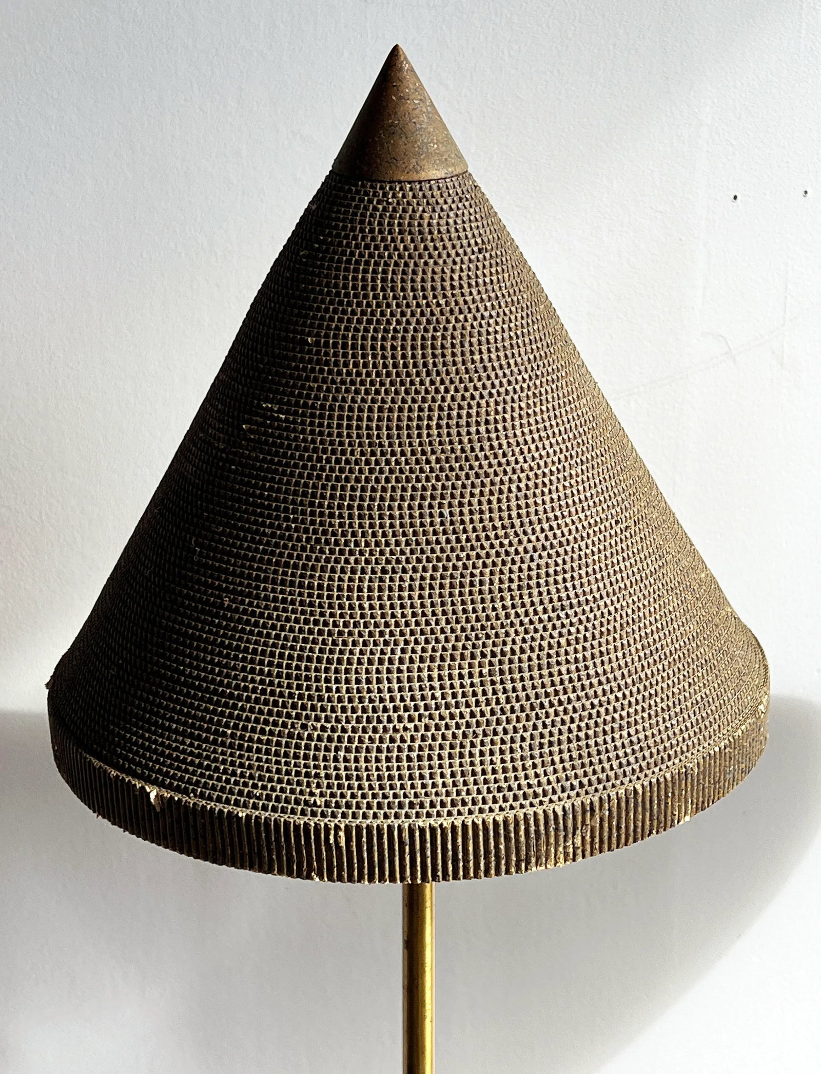 Flute of Chicago Brass Table Lamps With Conical Corrugated Cardboard Shades - a Pair - 4