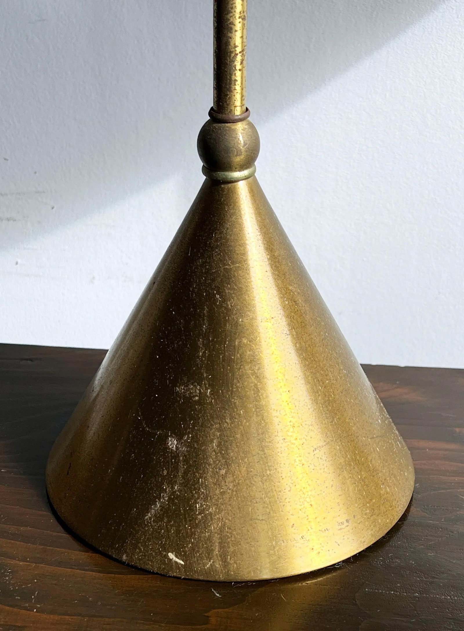 Flute of Chicago Brass Table Lamps With Conical Corrugated Cardboard Shades - a Pair - 6