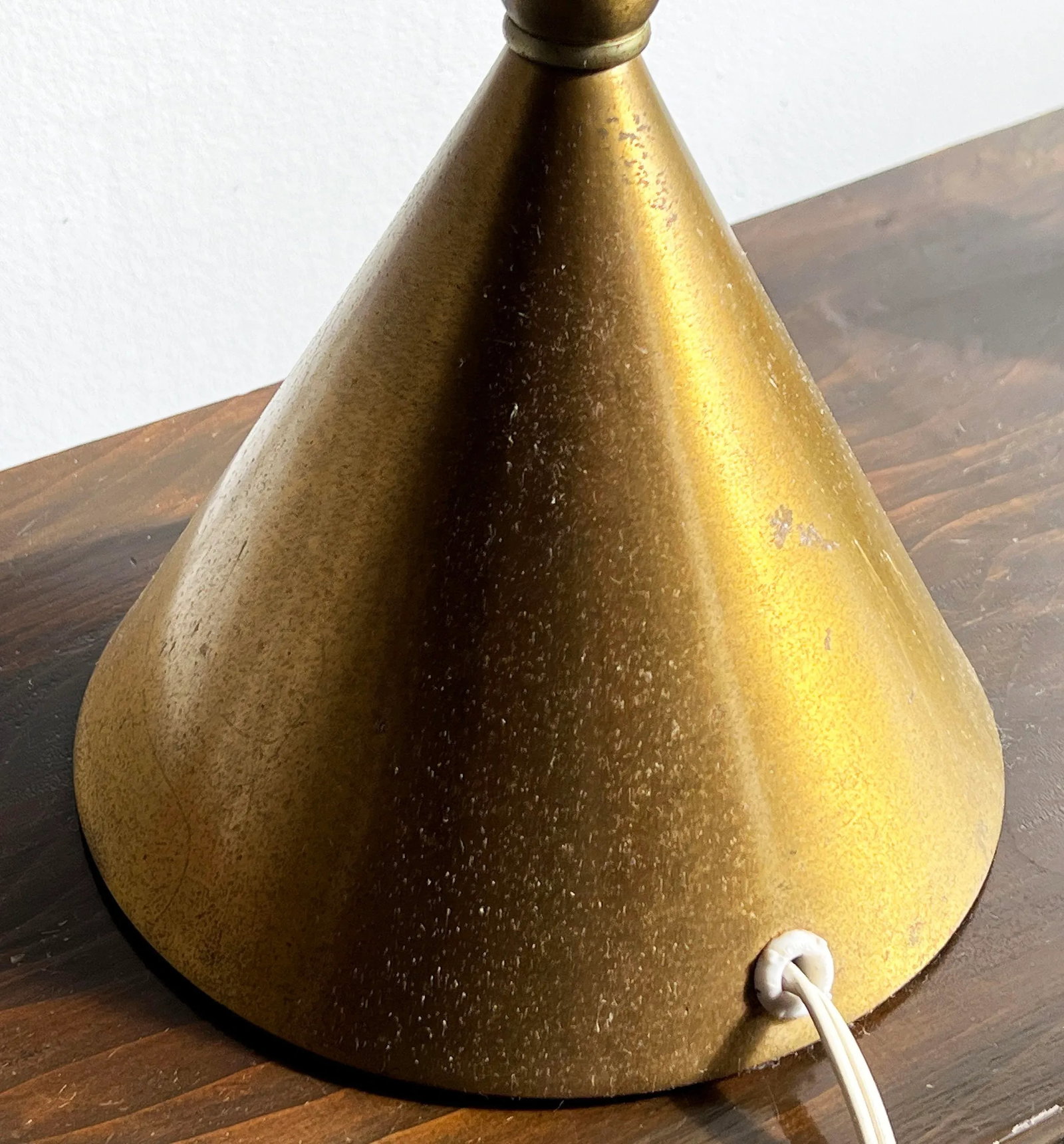 Flute of Chicago Brass Table Lamps With Conical Corrugated Cardboard Shades - a Pair - 8