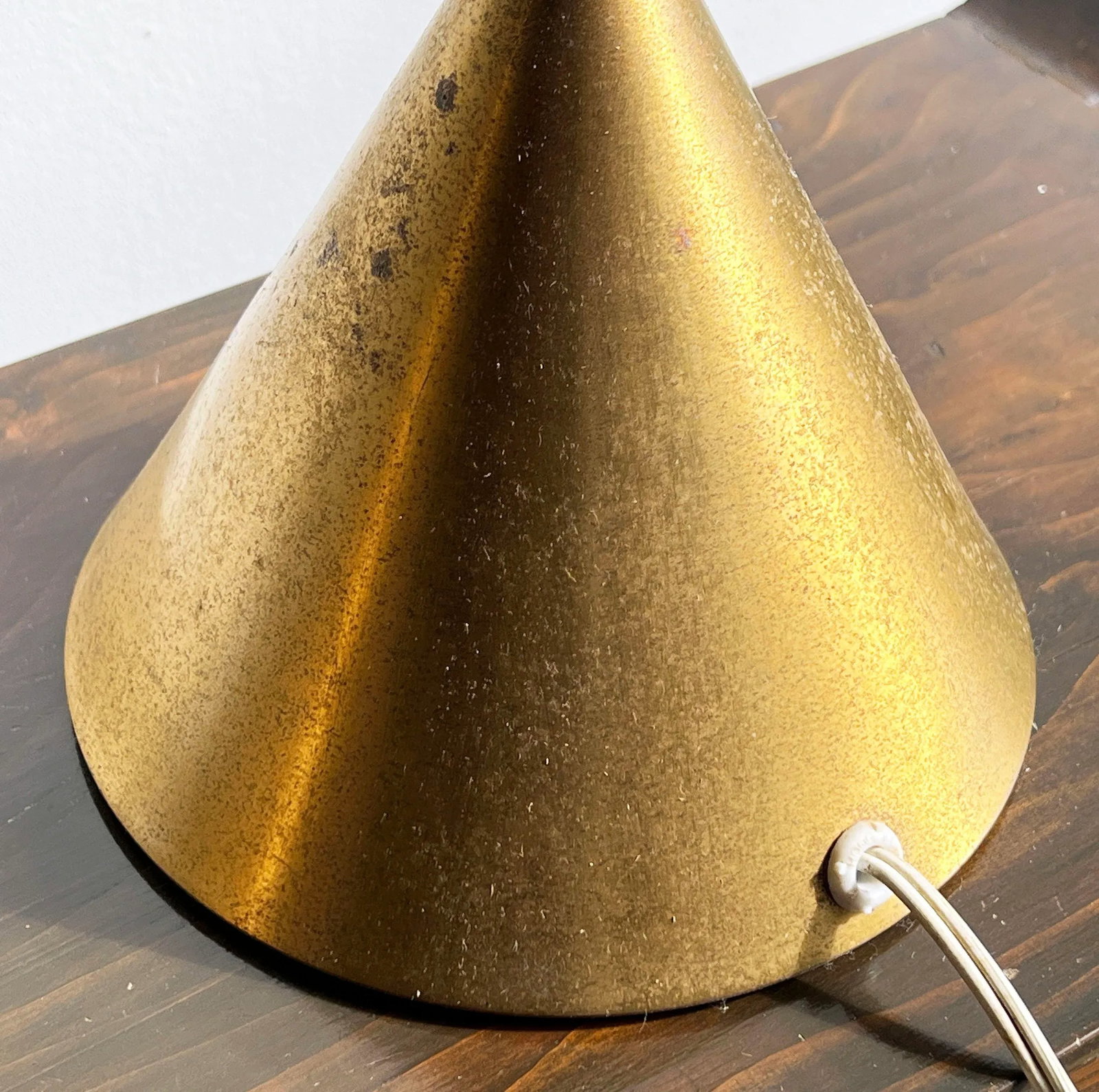 Flute of Chicago Brass Table Lamps With Conical Corrugated Cardboard Shades - a Pair - 9