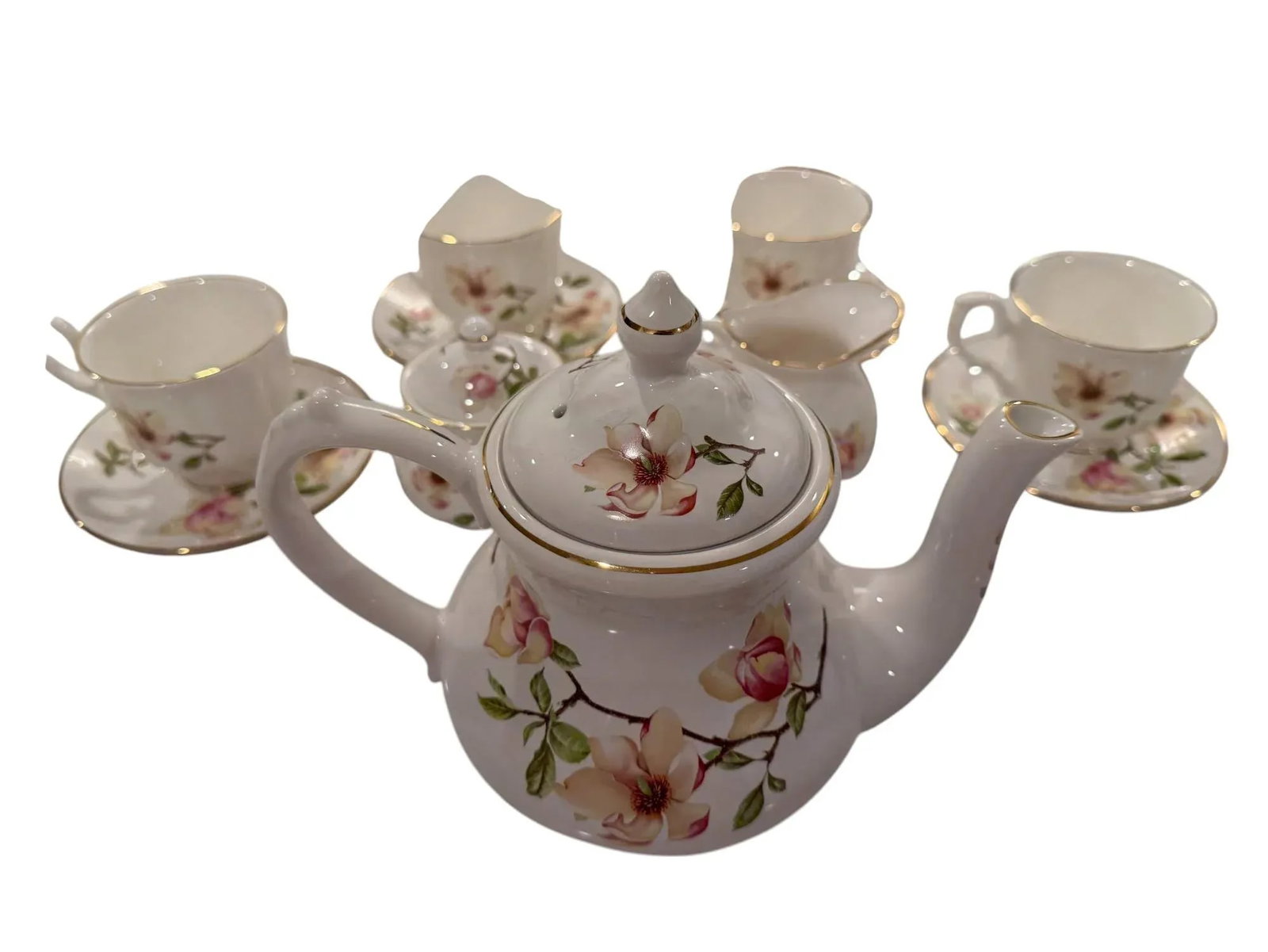 Mid 20th Century Fine English China Staffordshire Collection Tea Set- 11 Pieces - 4