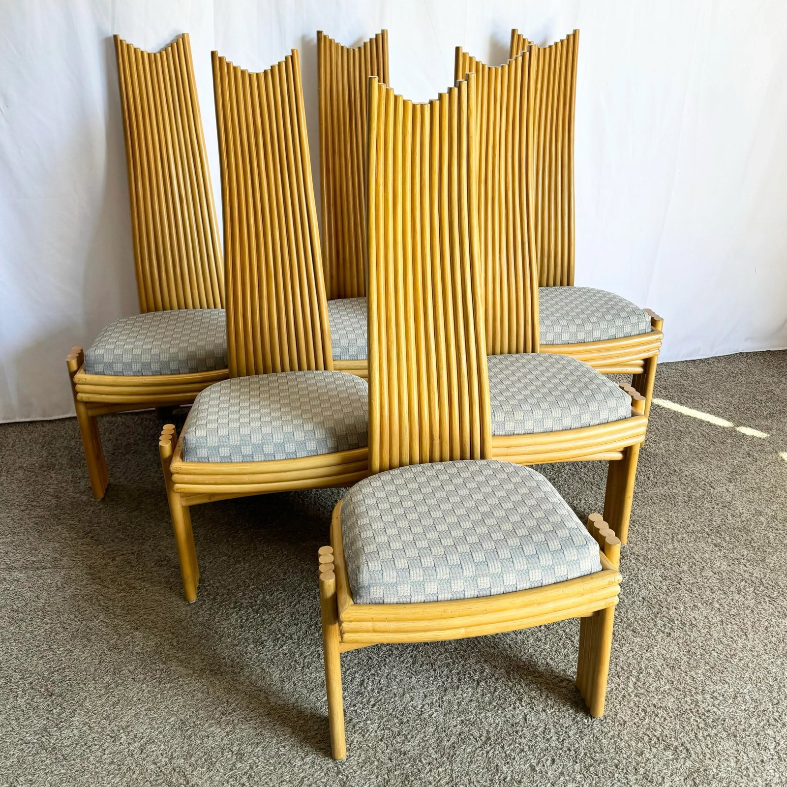 Coastal Boho Rattan High Back Dining Chairs - Set of 6 - 11