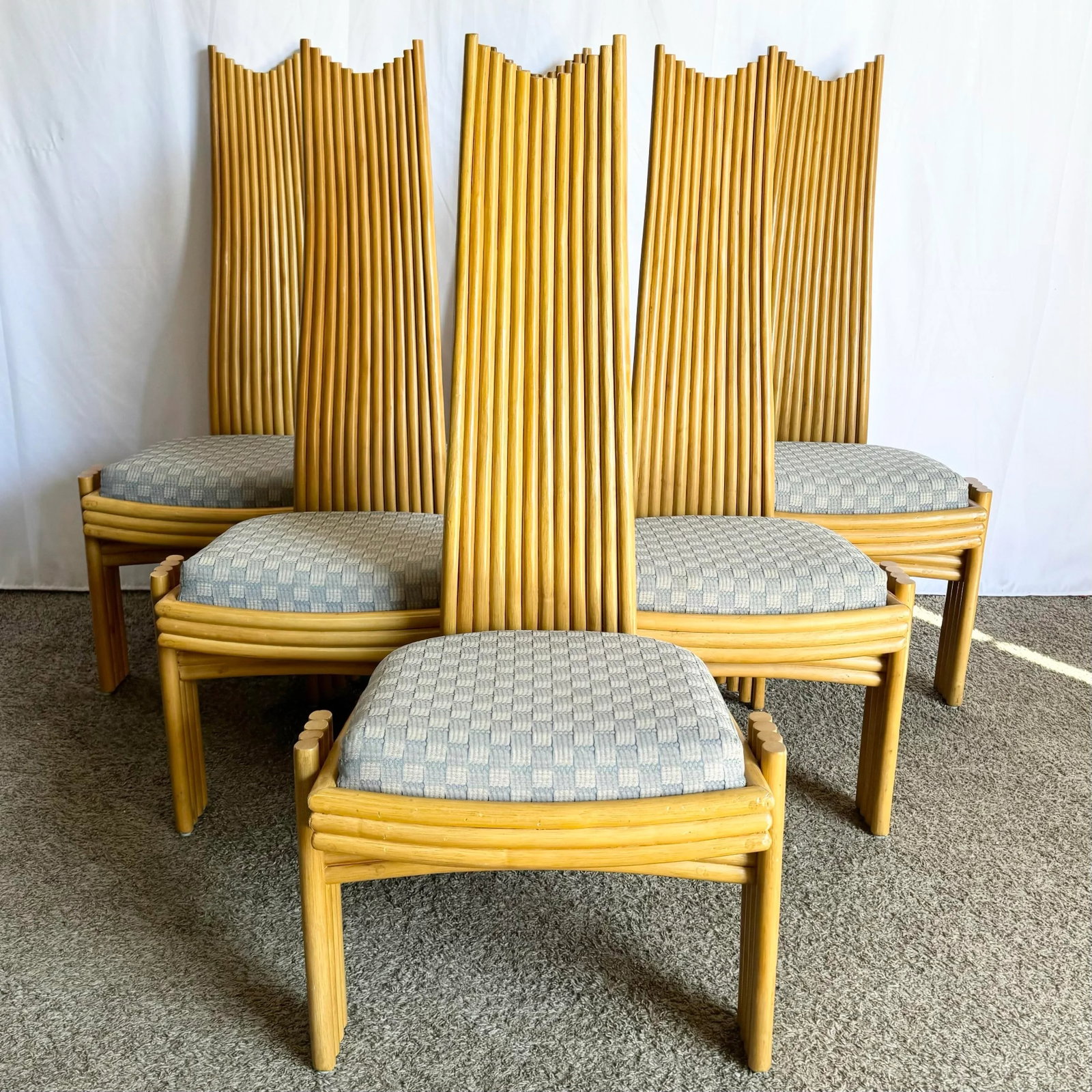 Coastal Boho Rattan High Back Dining Chairs - Set of 6 - 12