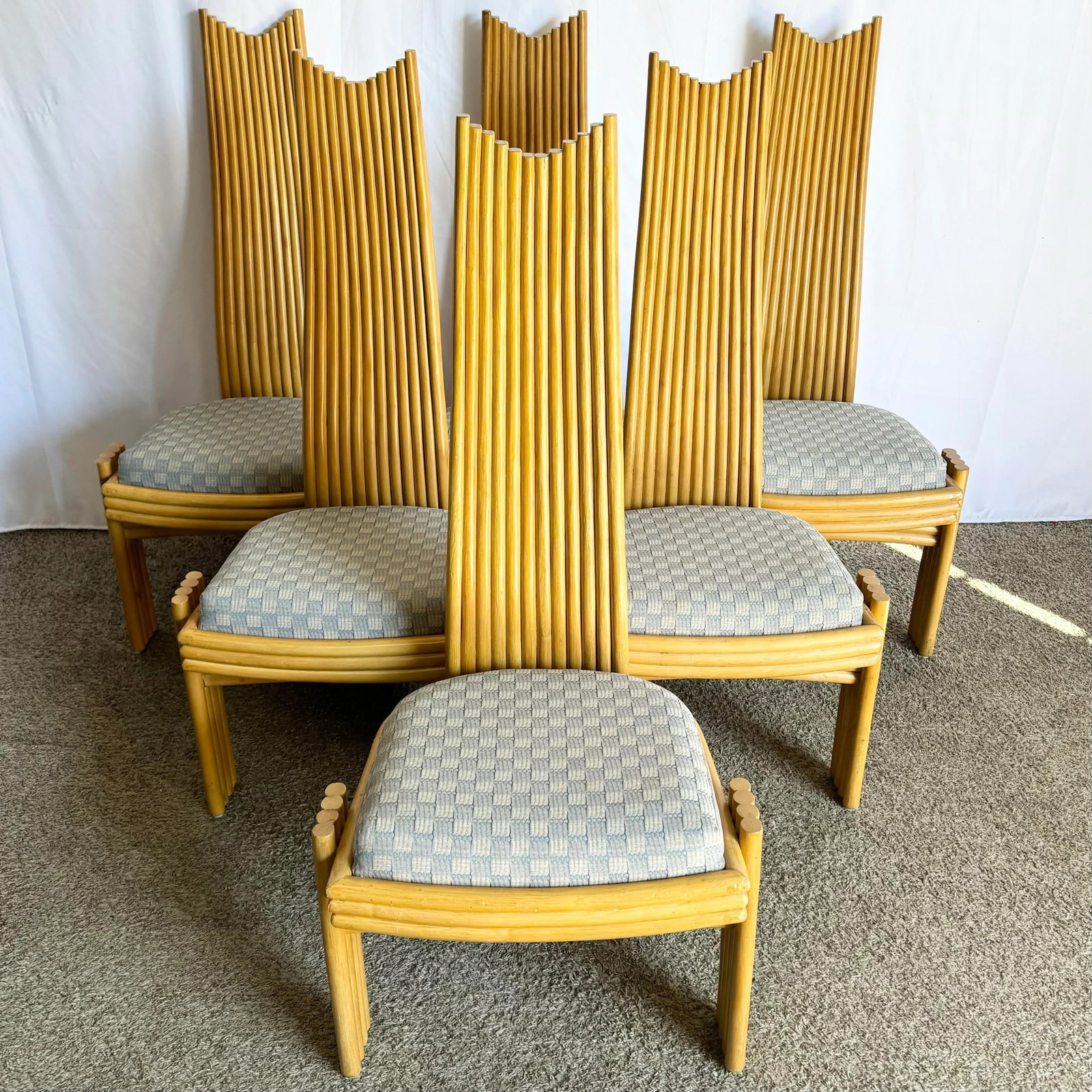 Coastal Boho Rattan High Back Dining Chairs - Set of 6 - 2