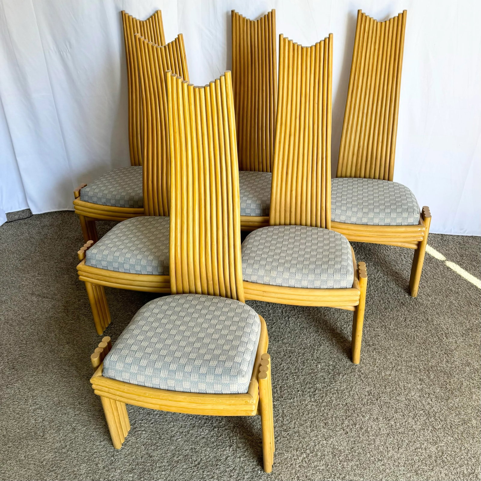 Coastal Boho Rattan High Back Dining Chairs - Set of 6 - 3