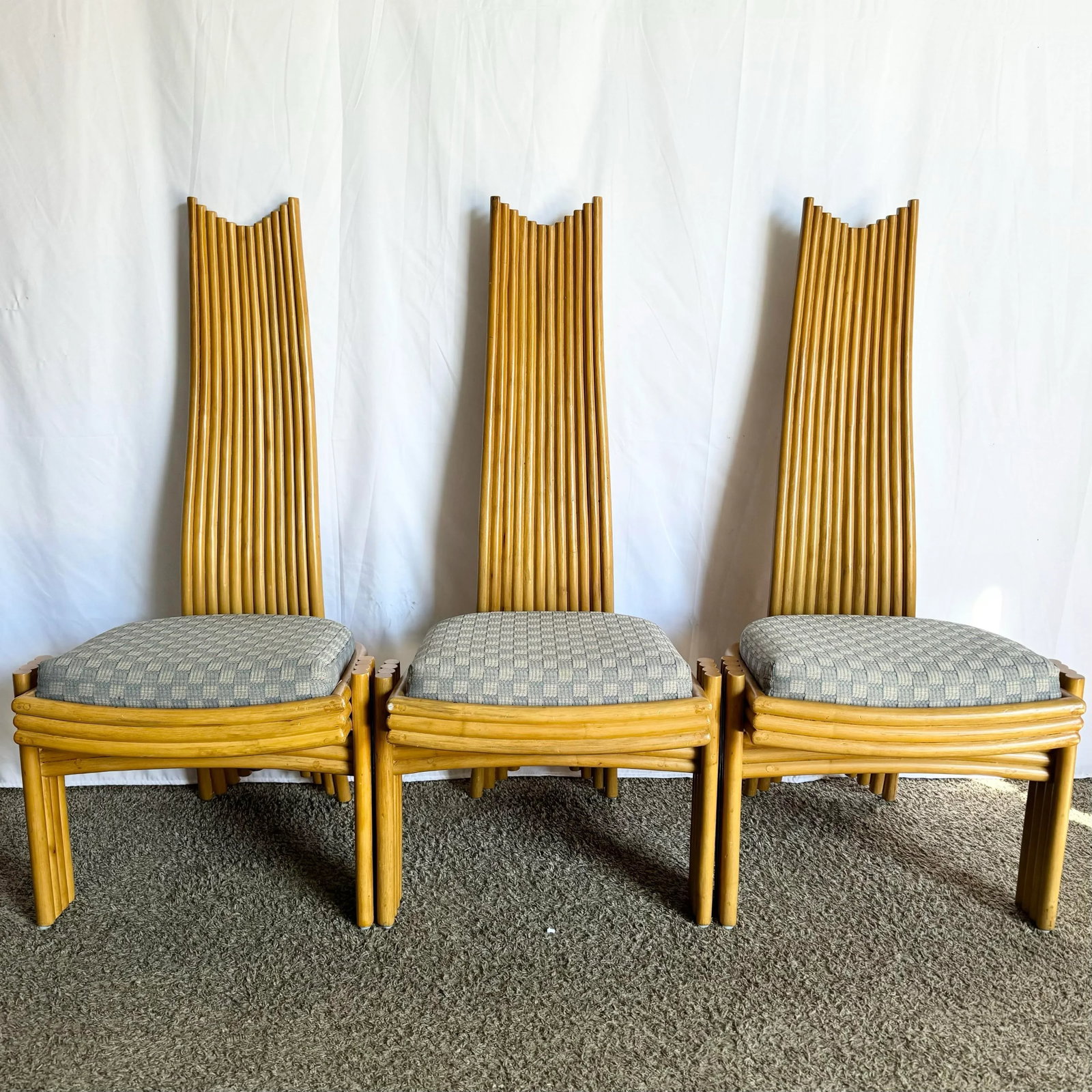 Coastal Boho Rattan High Back Dining Chairs - Set of 6 - 5