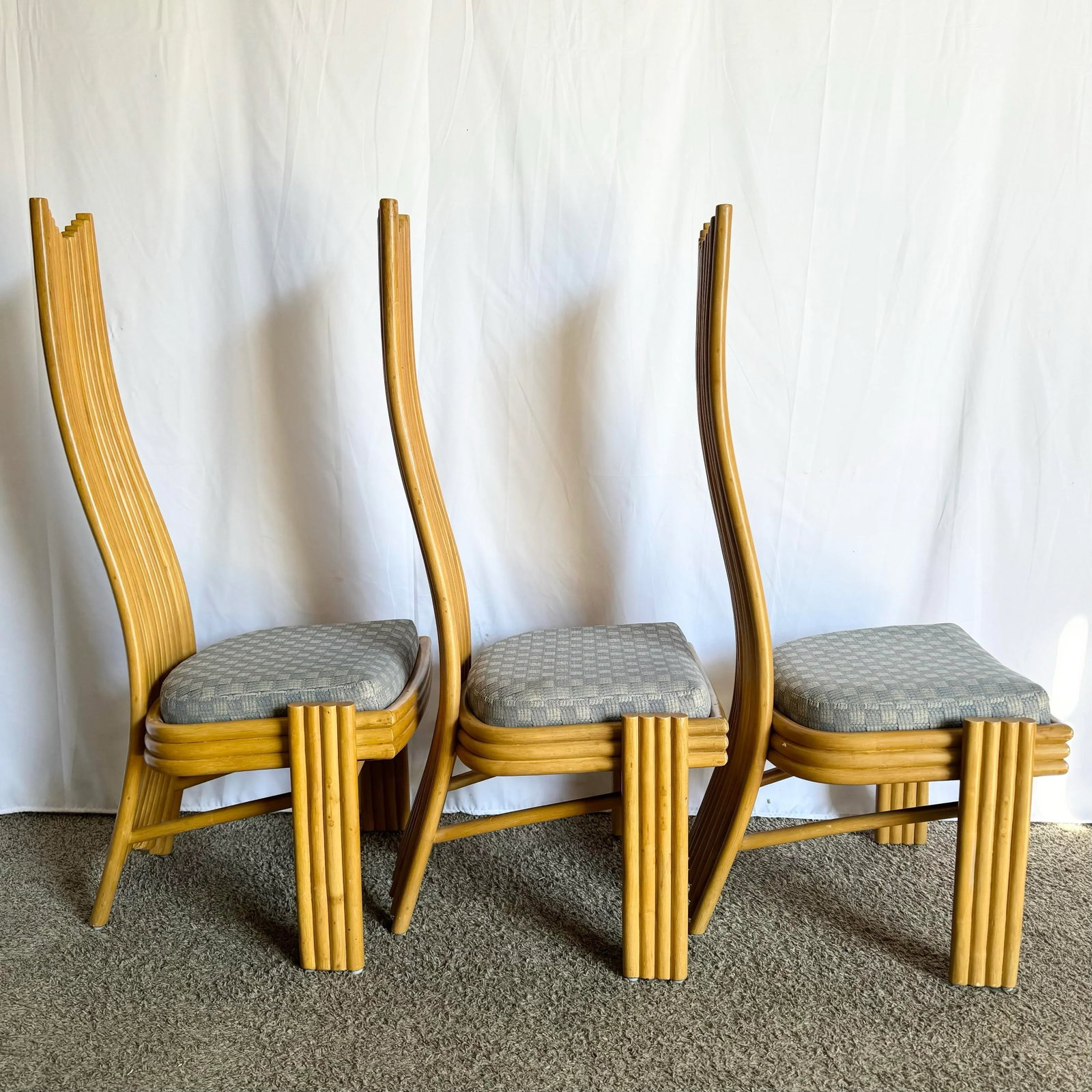 Coastal Boho Rattan High Back Dining Chairs - Set of 6 - 6